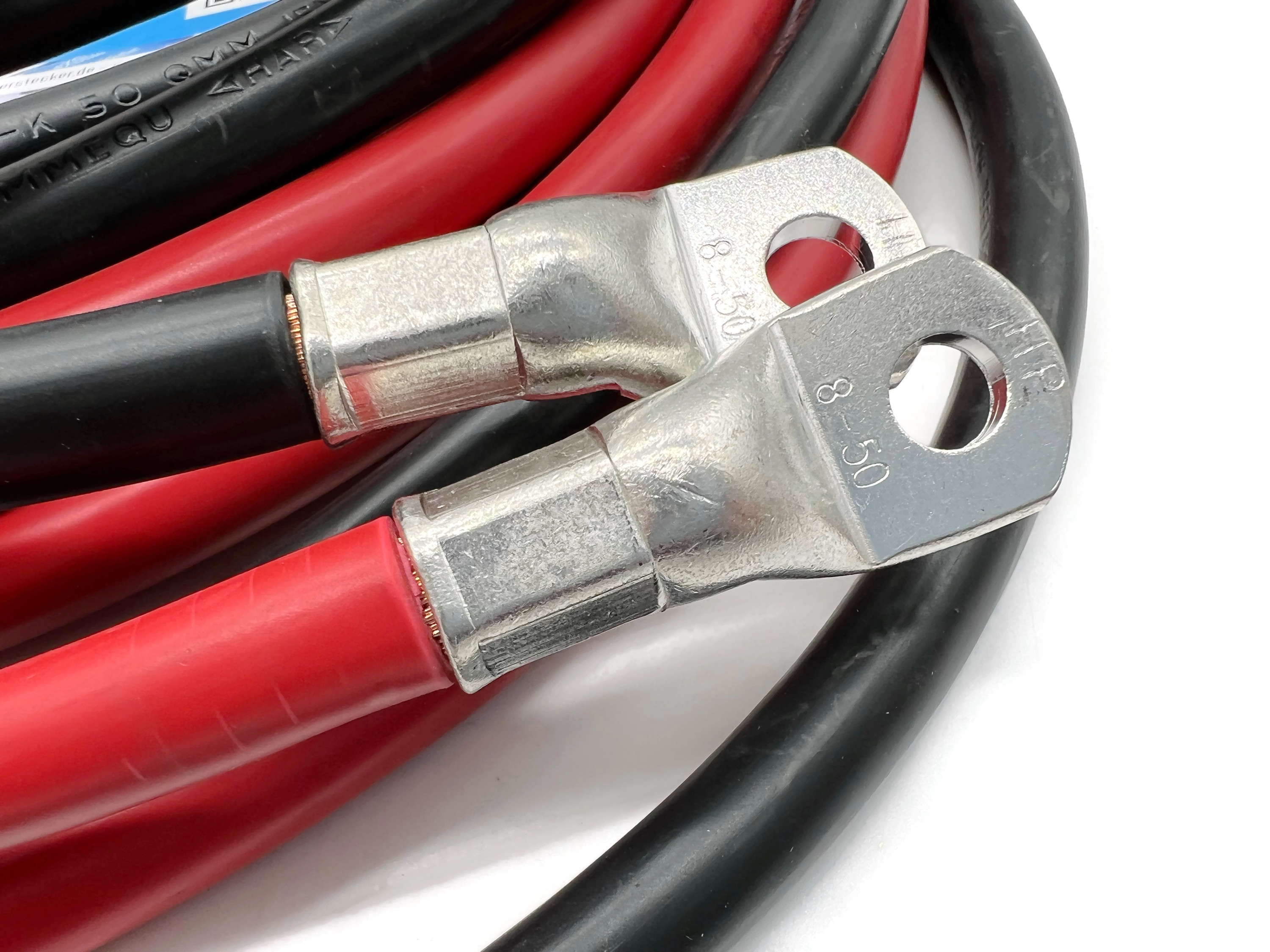 Exoda Batteriekabel Set 50 mm² 500 cm mit M8 Kabelschuhen Rot Schwarz für Auto Boot Motorrad - Vorschau 4