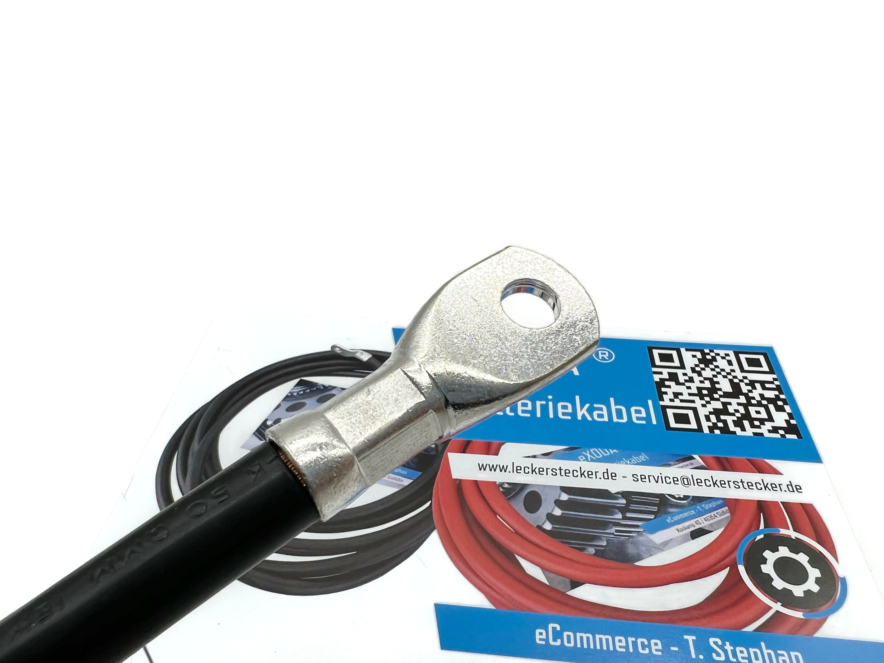 50mm² Batteriekabel 20cm M8 Schwarz 99 Prozent Kupfer 1680A 12V hitzebeständig - Vorschau 2