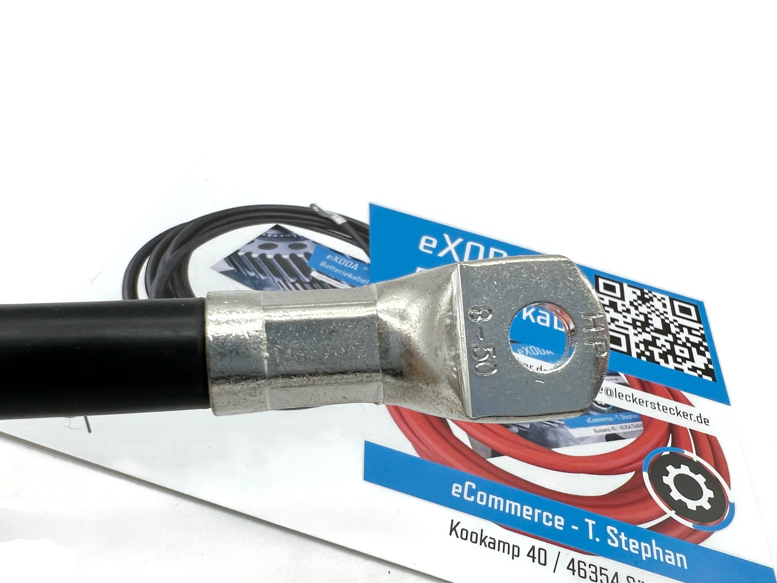 50mm² Batteriekabel 20cm M8 Schwarz 99 Prozent Kupfer 1680A 12V hitzebeständig - Vorschau 5