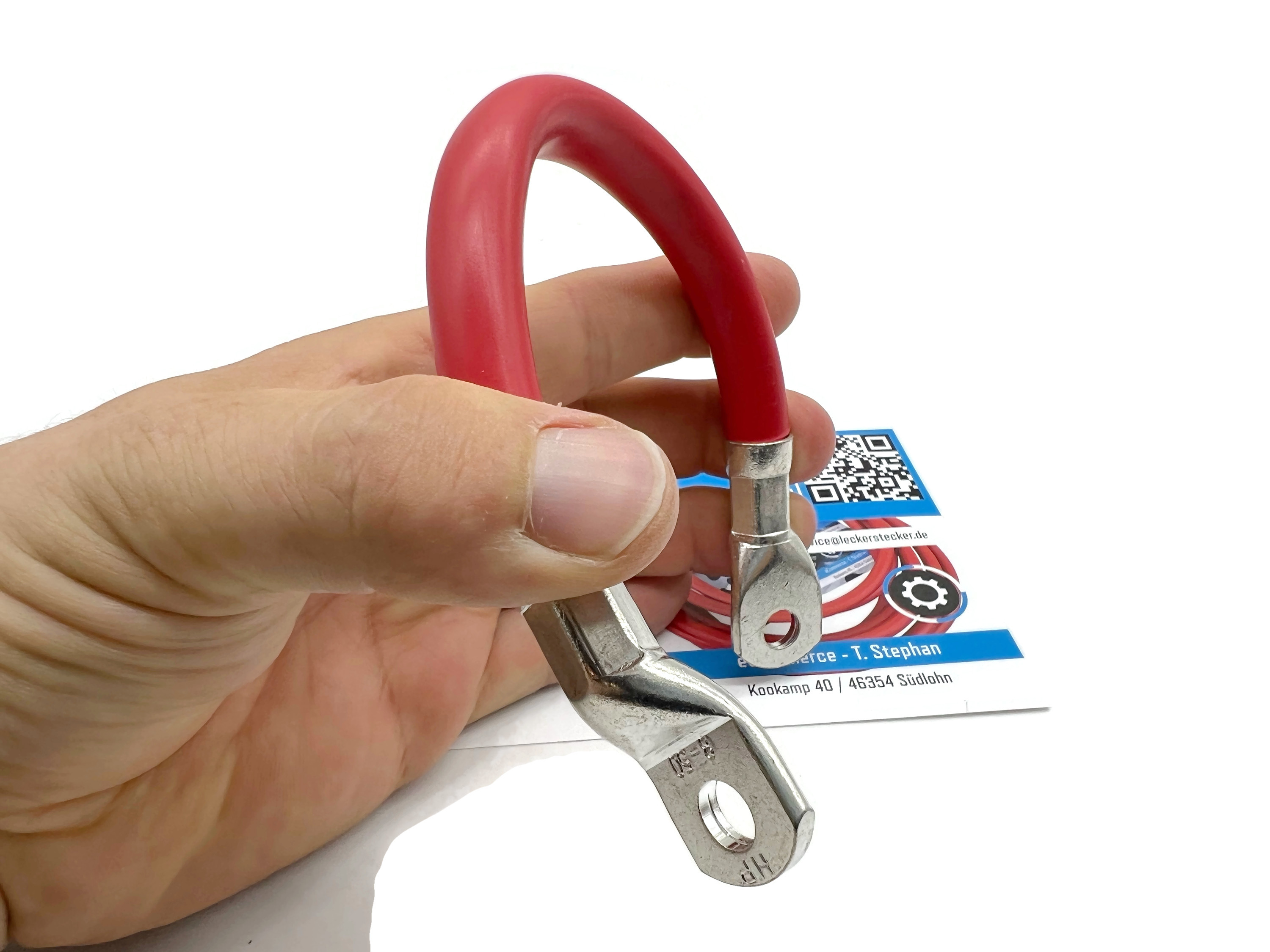 Batteriekabel 50 mm² 20cm mit Kabelschuhen M8 Rot flexibles Kupferkabel bis 20160 Watt - Vorschau 5
