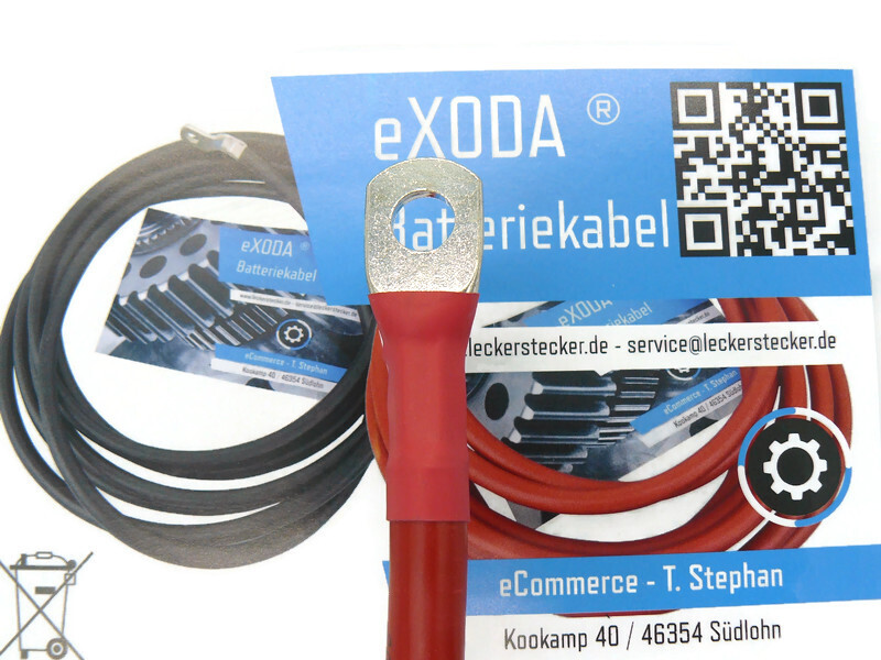 Kabel Set 25 mm² 75cm mit Schrumpfschlauch mit Kabelschuhen M8 Rot und Schwarz - Vorschau 2