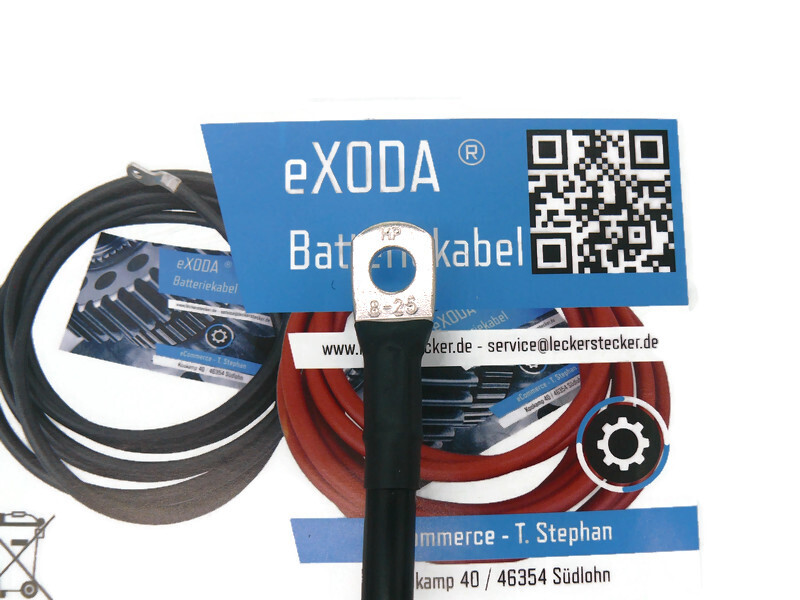 Kabel Set 25 mm² 75cm mit Schrumpfschlauch mit Kabelschuhen M8 Rot und Schwarz - Vorschau 3