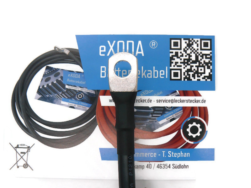 Kabel Set 35 mm² 75cm mit Schrumpfschlauch mit Kabelschuhen M10 Rot und Schwarz - Vorschau 2