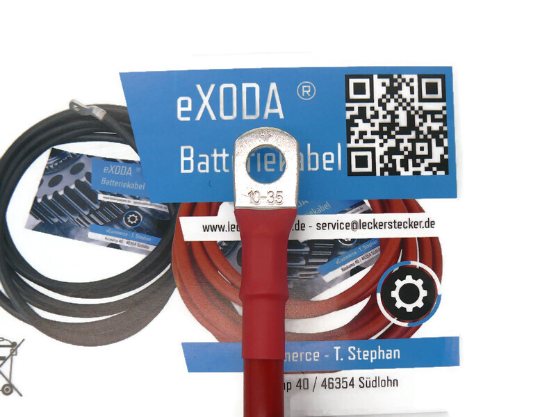 Kabel Set 35 mm² 75cm mit Schrumpfschlauch mit Kabelschuhen M10 Rot und Schwarz - Vorschau 3