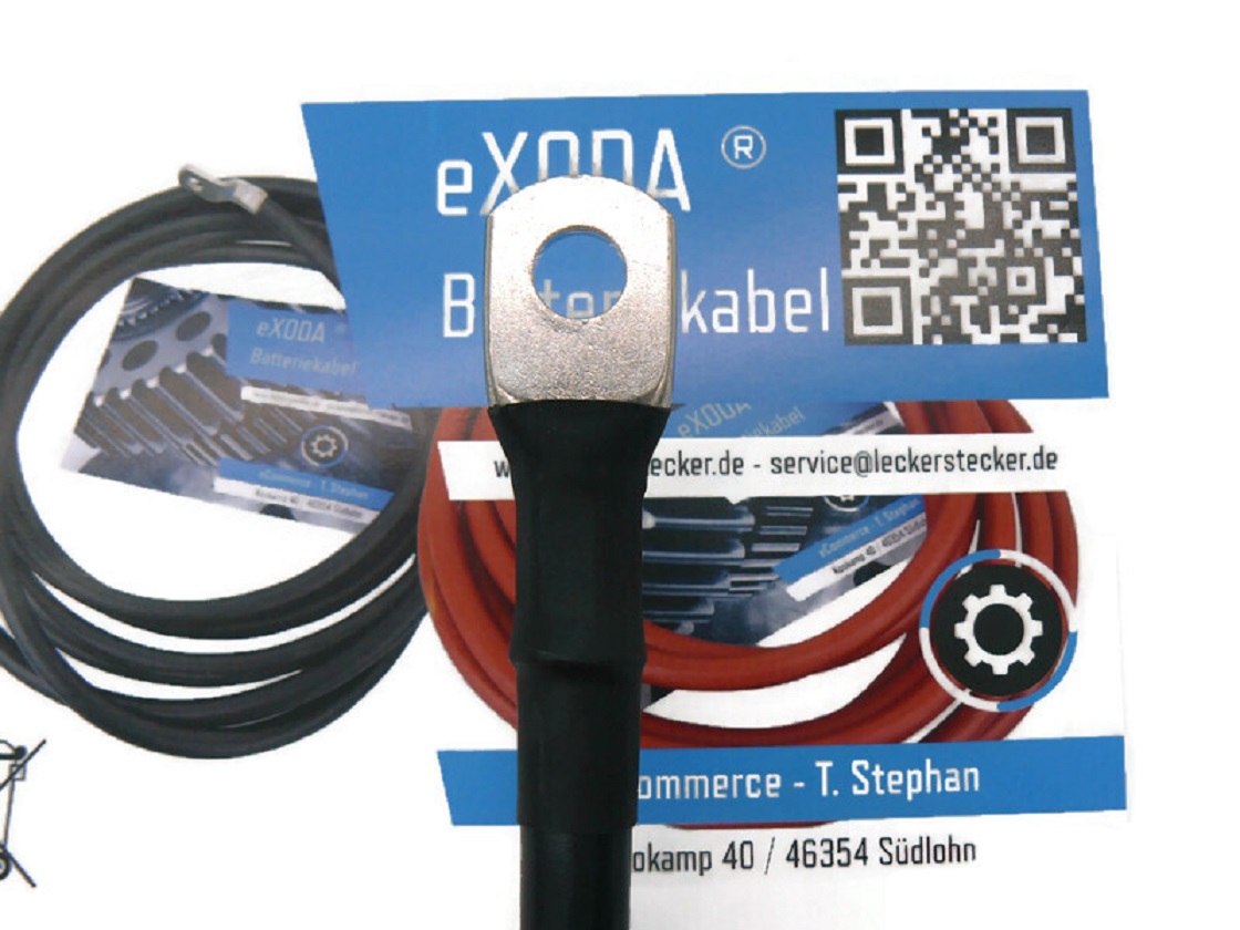 Kabel Set 35 mm² 75cm Schrumpfschlauch M8 rot schwarz Batteriekabel für Auto Boot Motorrad - Vorschau 2