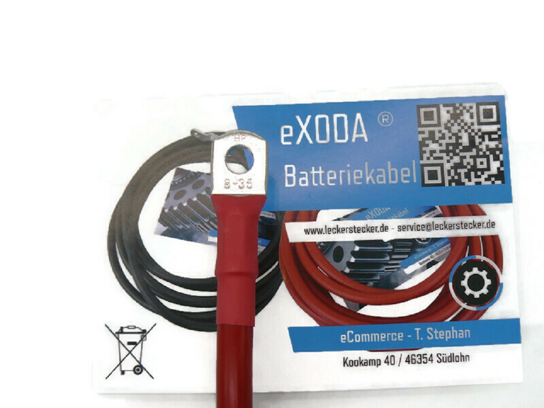 Kabel Set 35 mm² 75cm Schrumpfschlauch M8 rot schwarz Batteriekabel für Auto Boot Motorrad - Vorschau 3