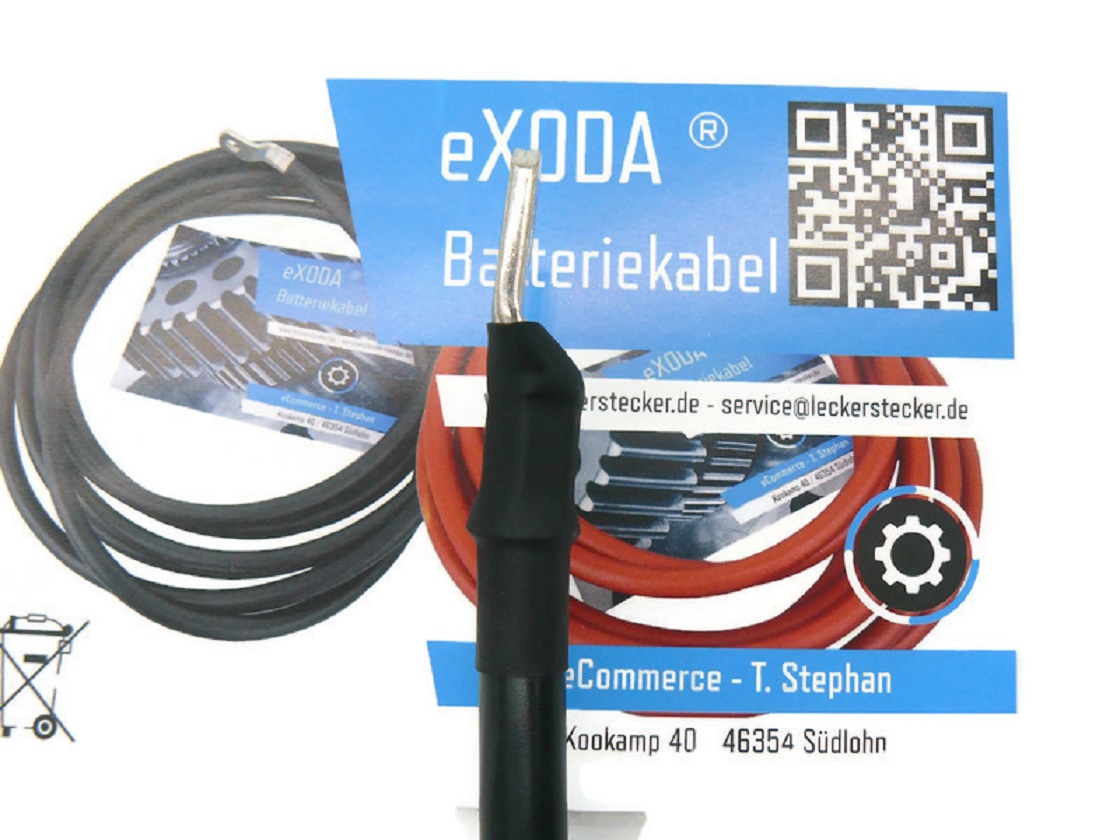 Kabel Set 35 mm² 75cm Schrumpfschlauch M8 rot schwarz Batteriekabel für Auto Boot Motorrad - Vorschau 4