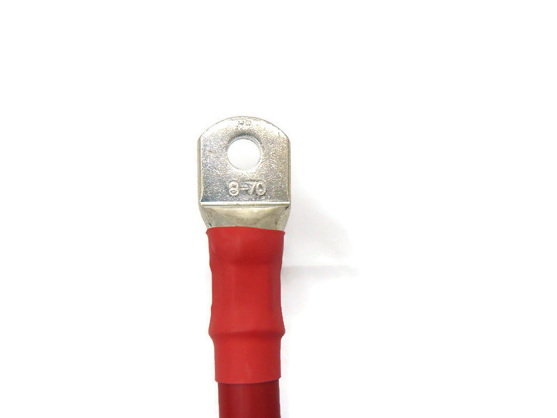 Kabel 70 mm² 100cm mit Schrumpfschlauch mit Kabelschuhen M8 Rot - Vorschau 2