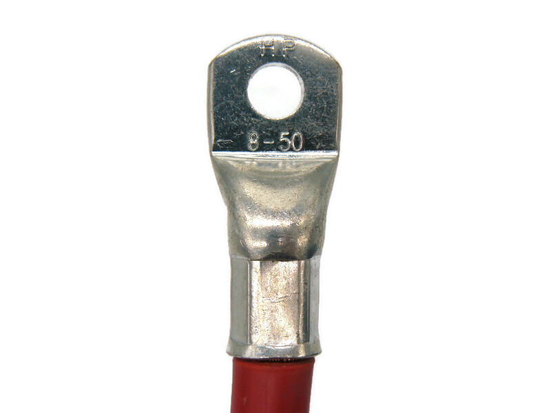 50 mm² Batteriekabel 20cm mit M6 M8 Kabelschuhen flexibel rot für Auto Boot Motorrad - Vorschau 3