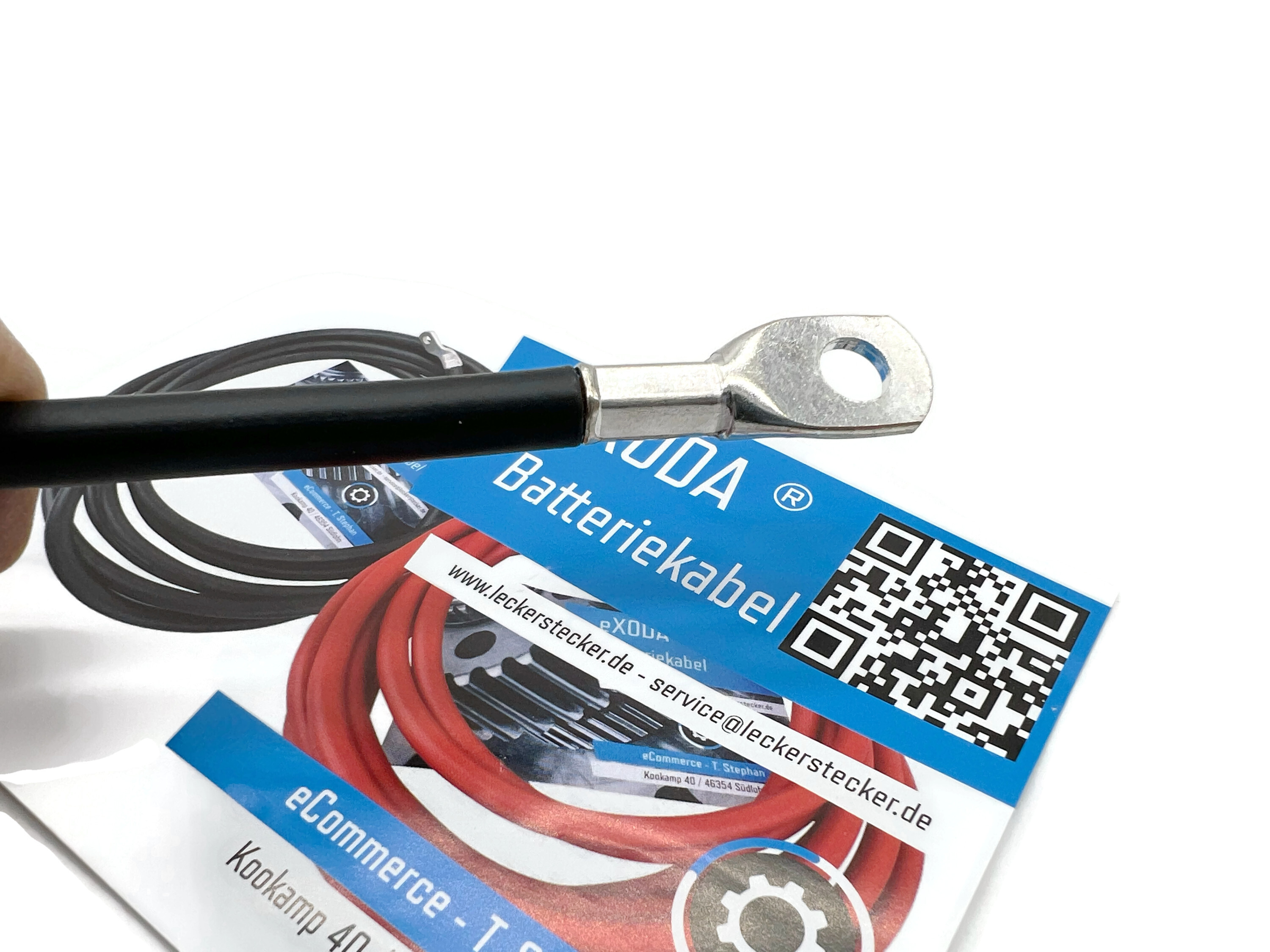 Batteriekabel 25 mm² 20cm M8 Kabelschuhen Schwarz hochflexibel 12V Auto KFZ Boot Motorrad - Vorschau 3