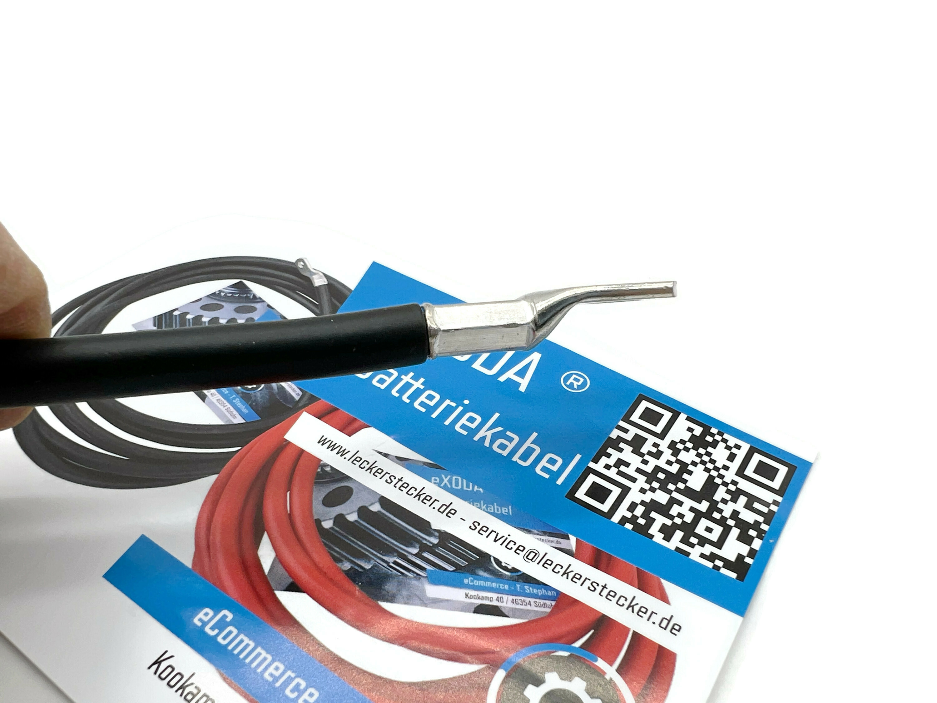 Batteriekabel 25 mm² 20cm M8 Kabelschuhen Schwarz hochflexibel 12V Auto KFZ Boot Motorrad - Vorschau 4