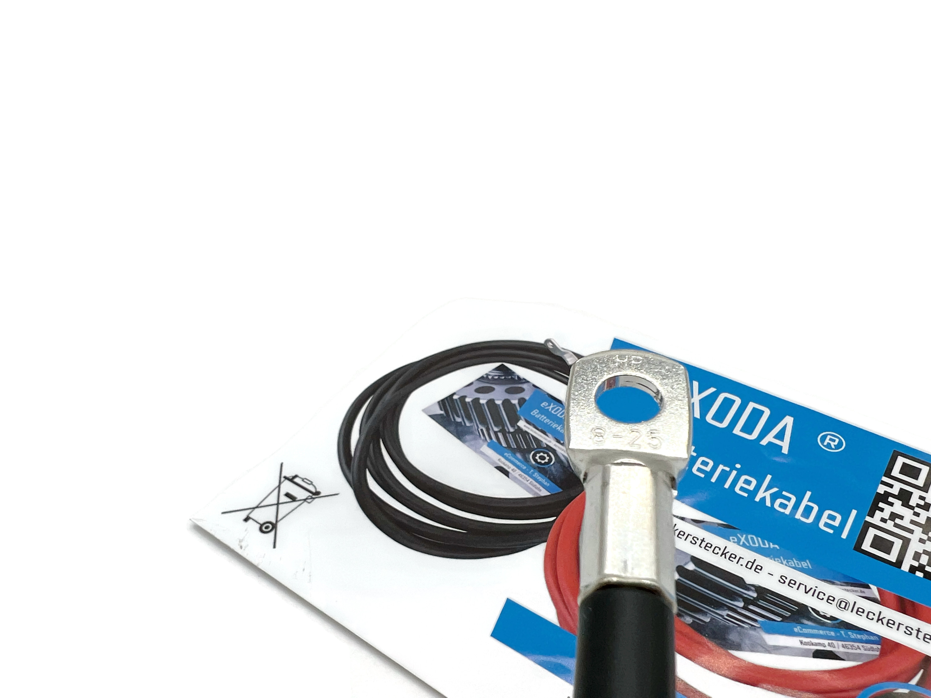 Batteriekabel 25 mm² 20cm M8 Kabelschuhen Schwarz hochflexibel 12V Auto KFZ Boot Motorrad - Vorschau 5