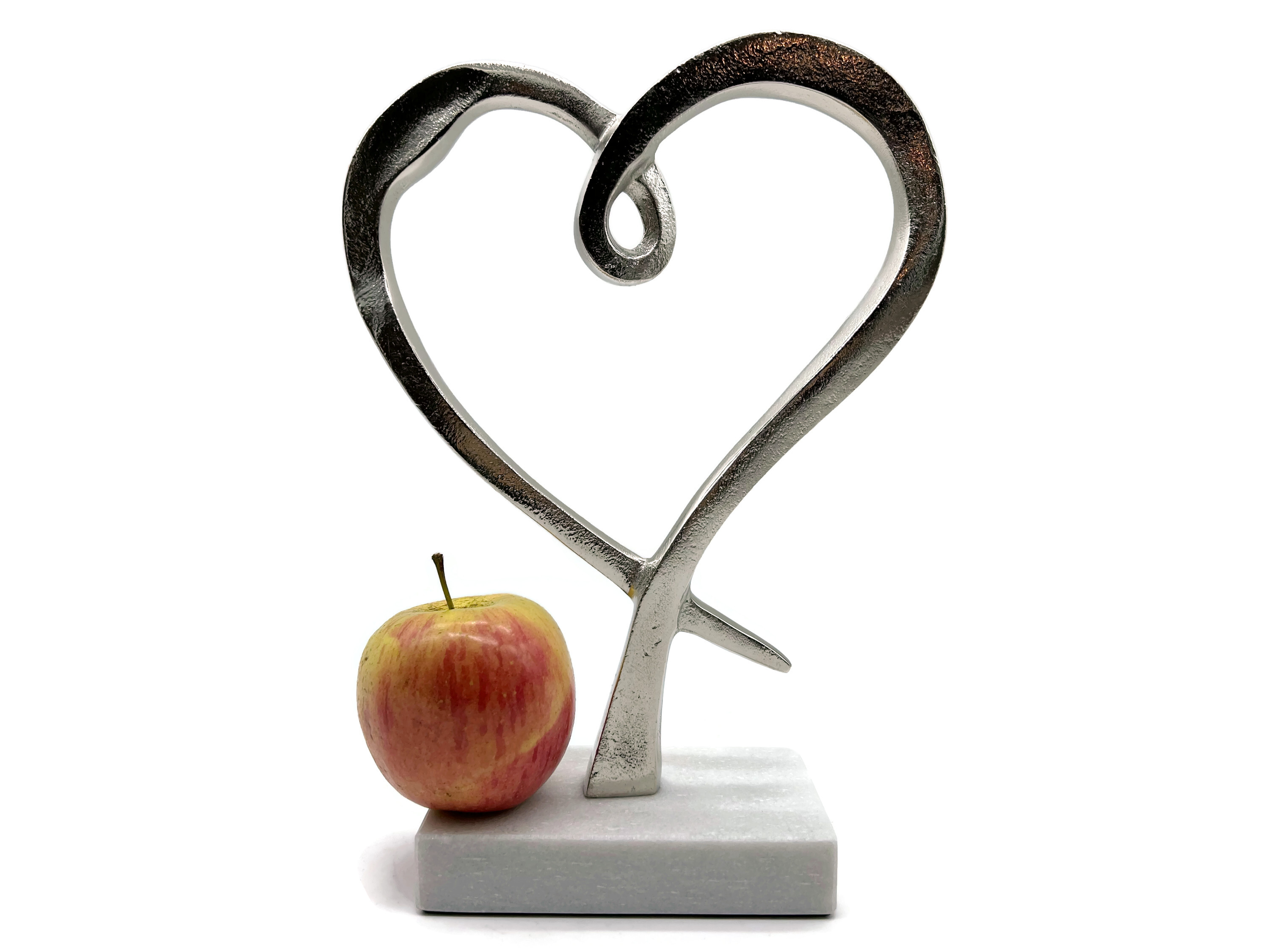 Aluminium kleines Herz Herzensangelegenheit auf Marmorsockel Skulptur 28 cm - Vorschau 2
