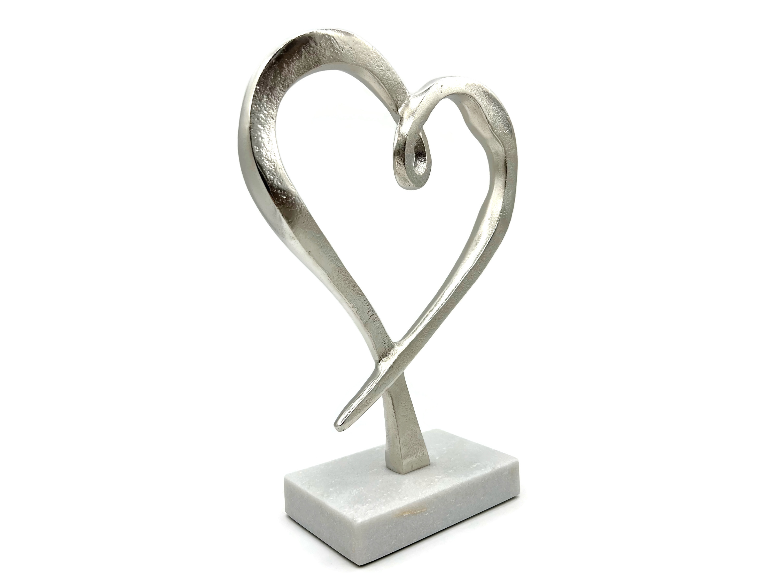 Aluminium kleines Herz Herzensangelegenheit auf Marmorsockel Skulptur 28 cm - Vorschau 3