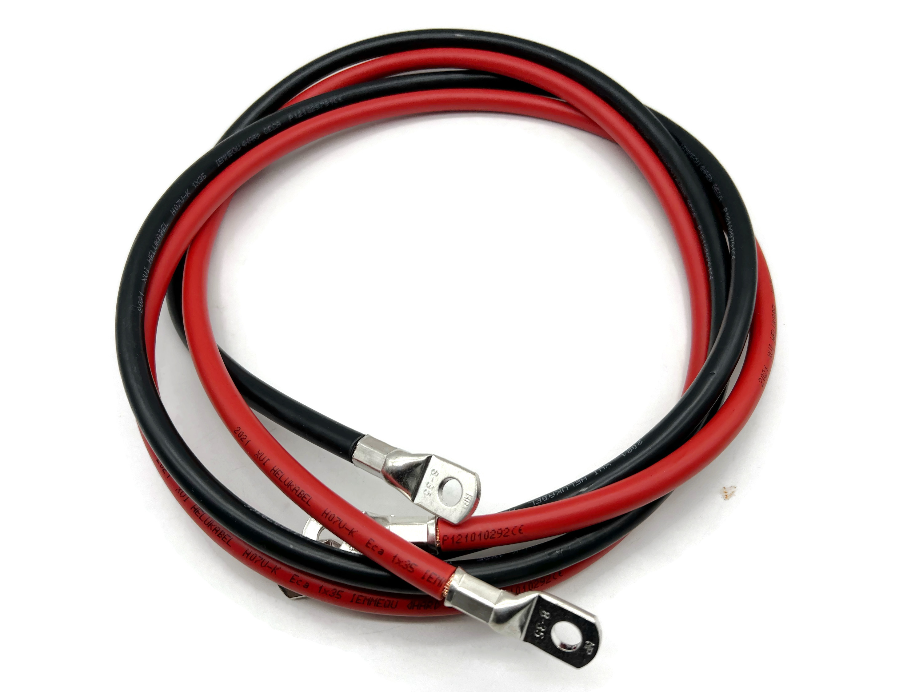 35mm² Batteriekabel Set 150cm M8 Kabelschuhe rot schwarz für Autos Boote Motorräder - Vorschau 2