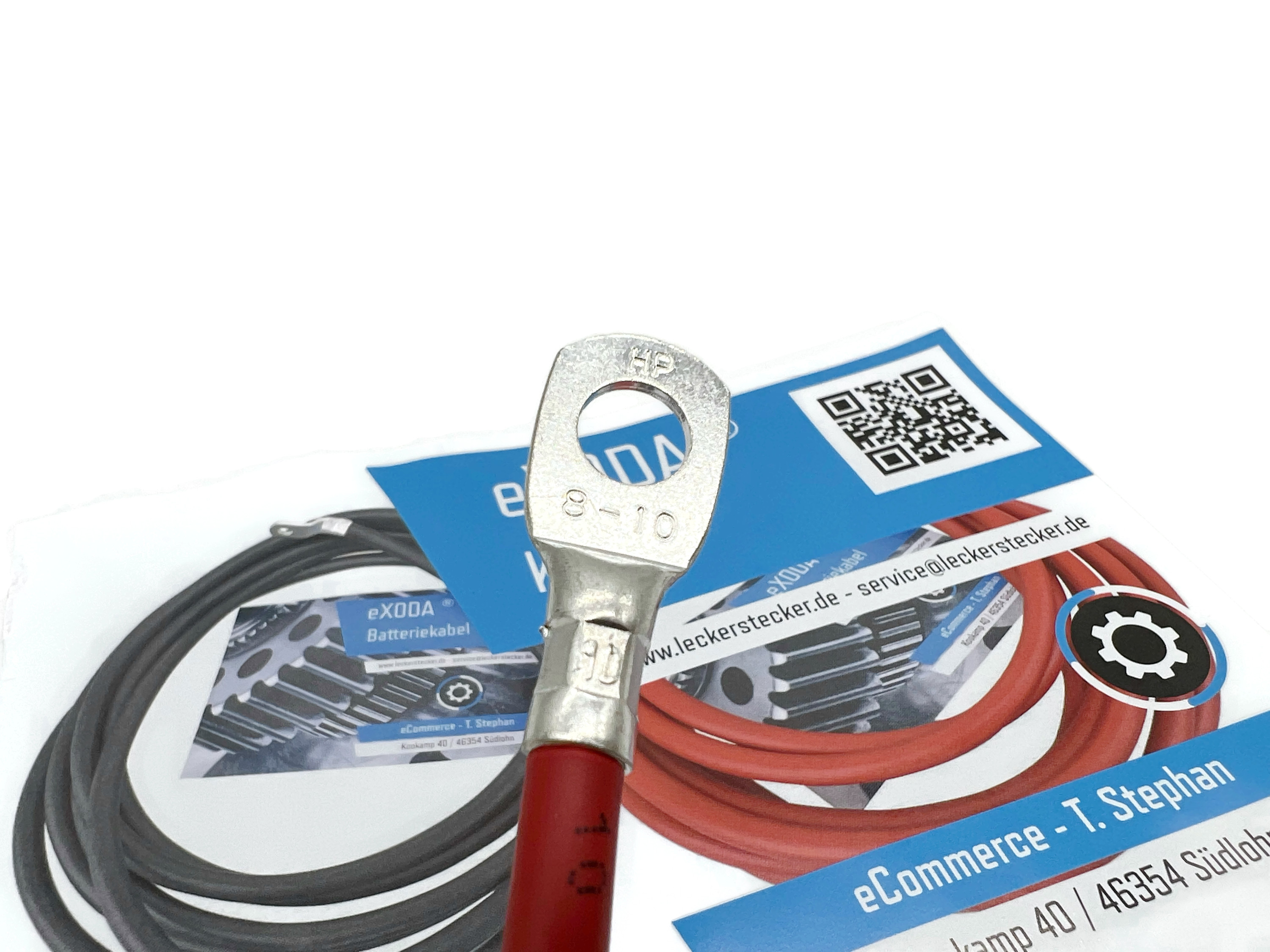 Batteriekabel 10 mm² 20cm Kabelschuhe M8 und M10 Rot - Vorschau 4