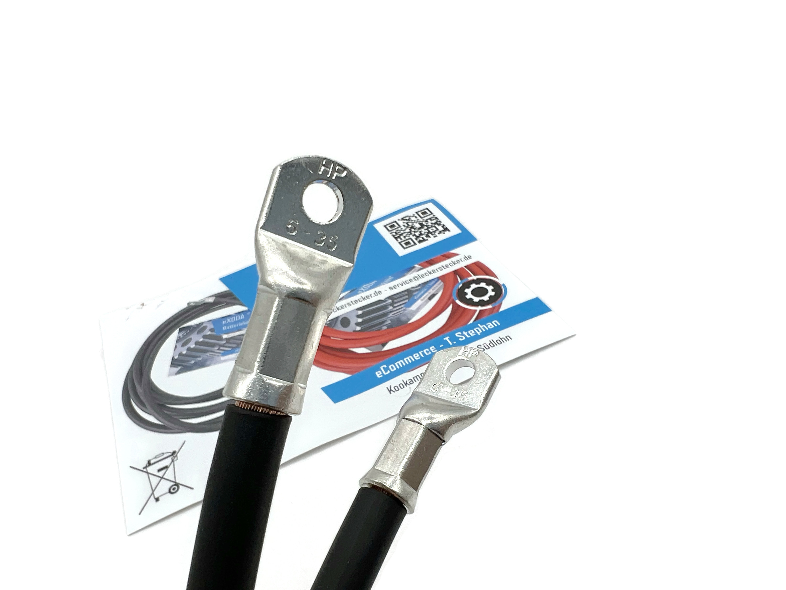 Batteriekabel 35 mm² 75cm mit Kabelschuhen M6 Schwarz - Vorschau 4
