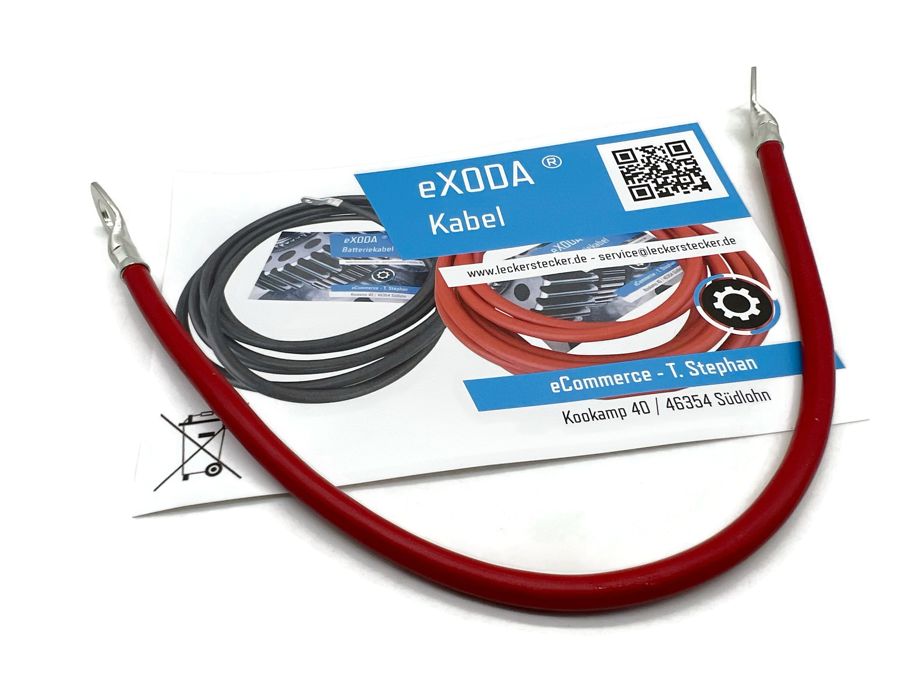 Batteriekabel 10 mm² 30cm mit Kabelschuhen M8 Rot Kabel - Vorschau 2