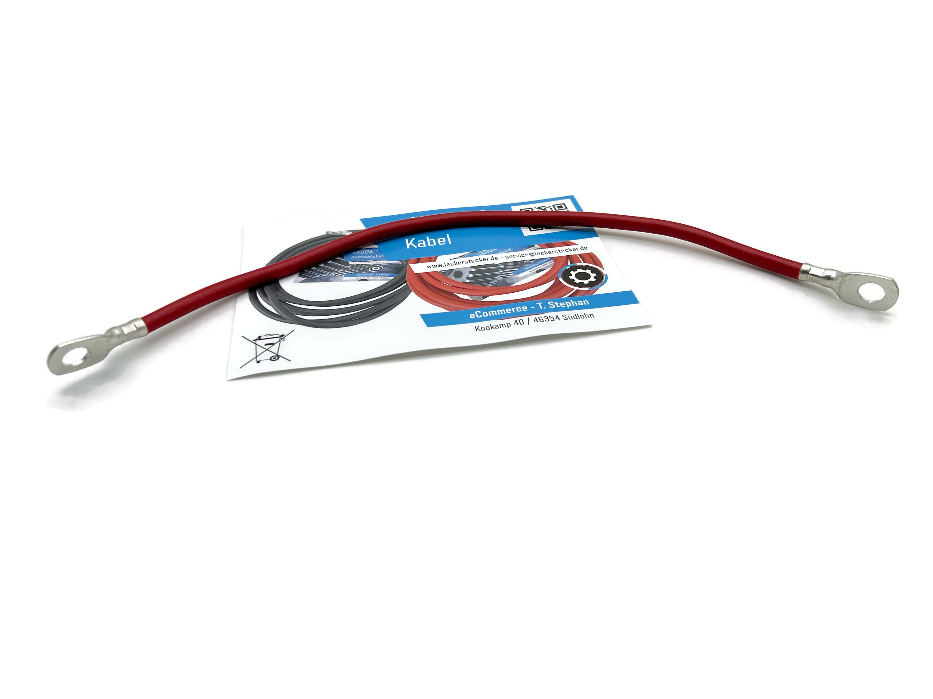 Batteriekabel 10 mm² 30cm mit Kabelschuhen M8 Rot Kabel - Vorschau 4