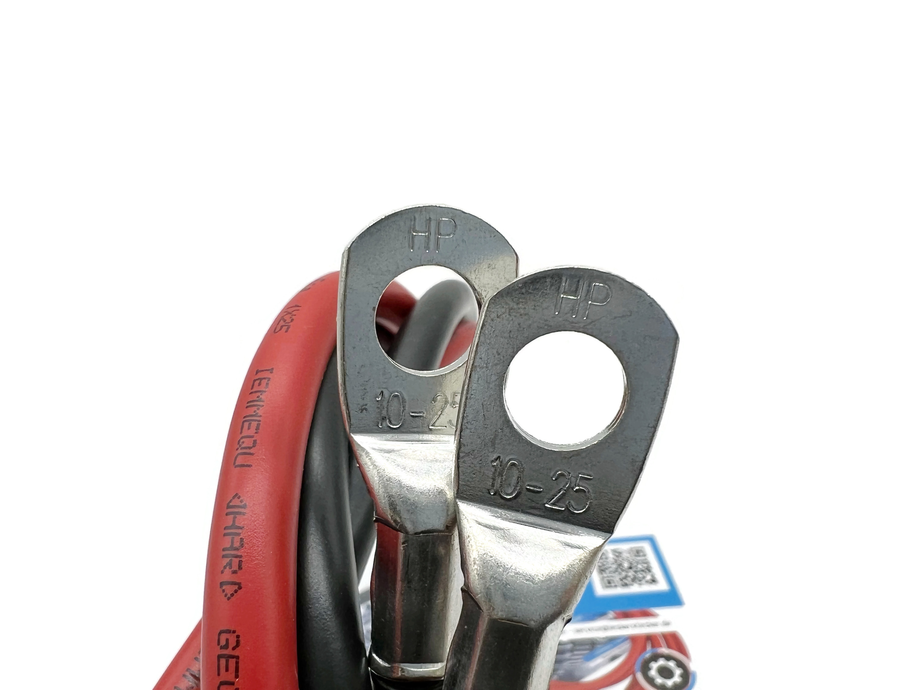 Batteriekabel Set 25 mm² 1m M10 Kabelschuhen rot schwarz flexibel robust bis 2016 Watt - Vorschau 2