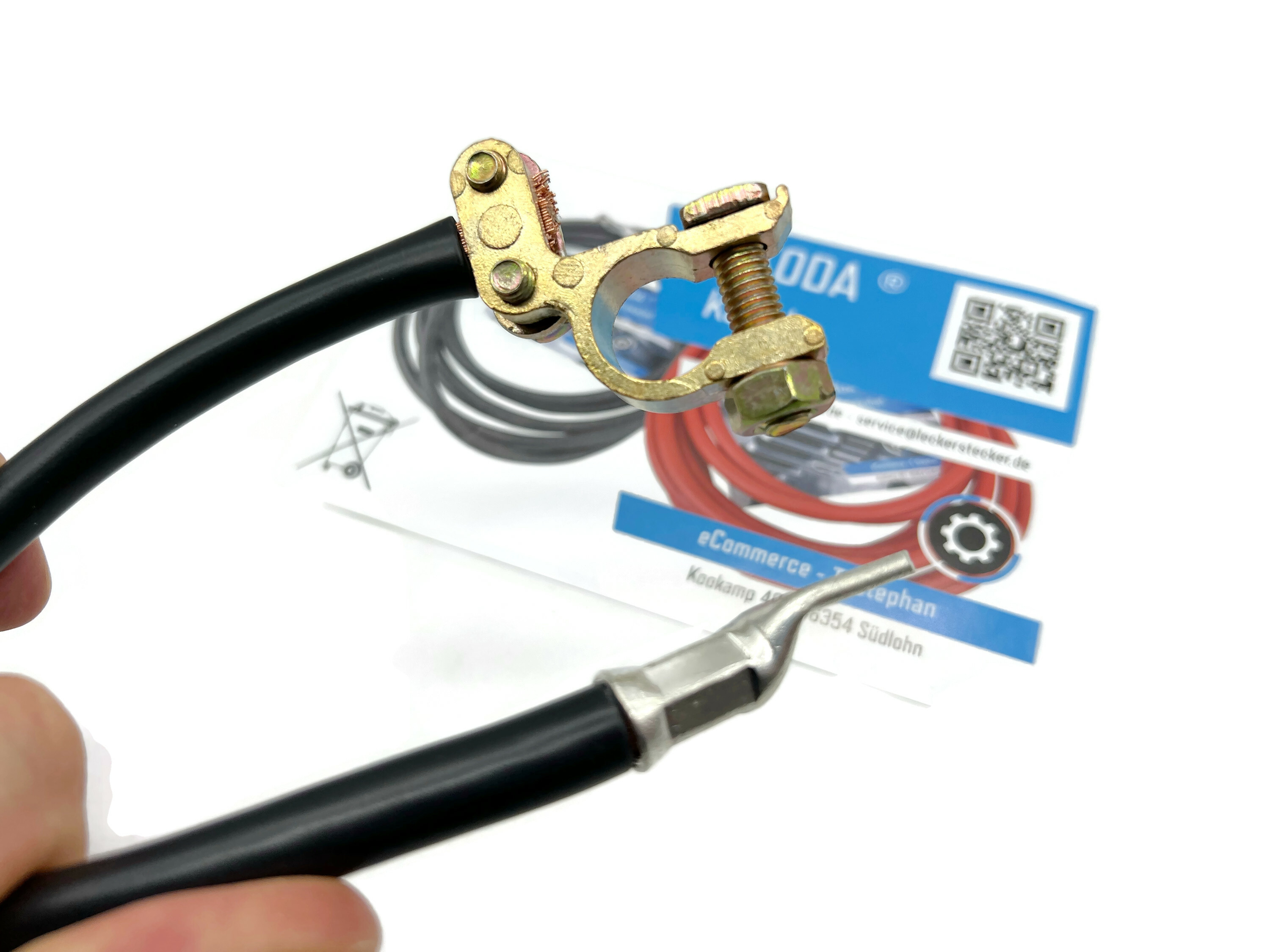 Exoda Batteriekabel 35 mm² 25cm mit M8 Kabelschuhen Schwarz für Auto Boot Motorrad - Vorschau 5