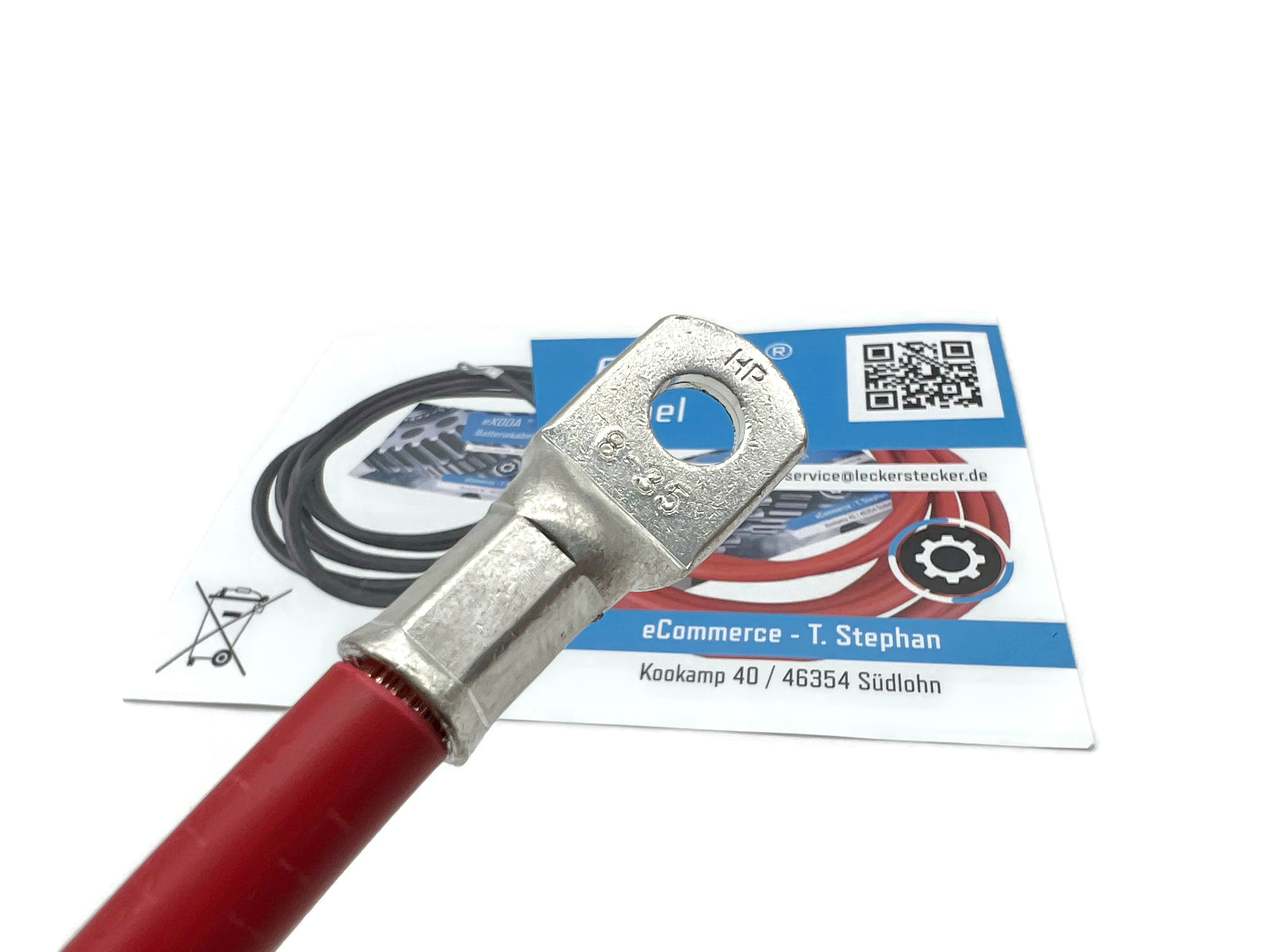Batteriekabel Rot 35 mm² 25cm M8 Kabelschuh flexible Stromübertragung temperaturbeständig - Vorschau 3