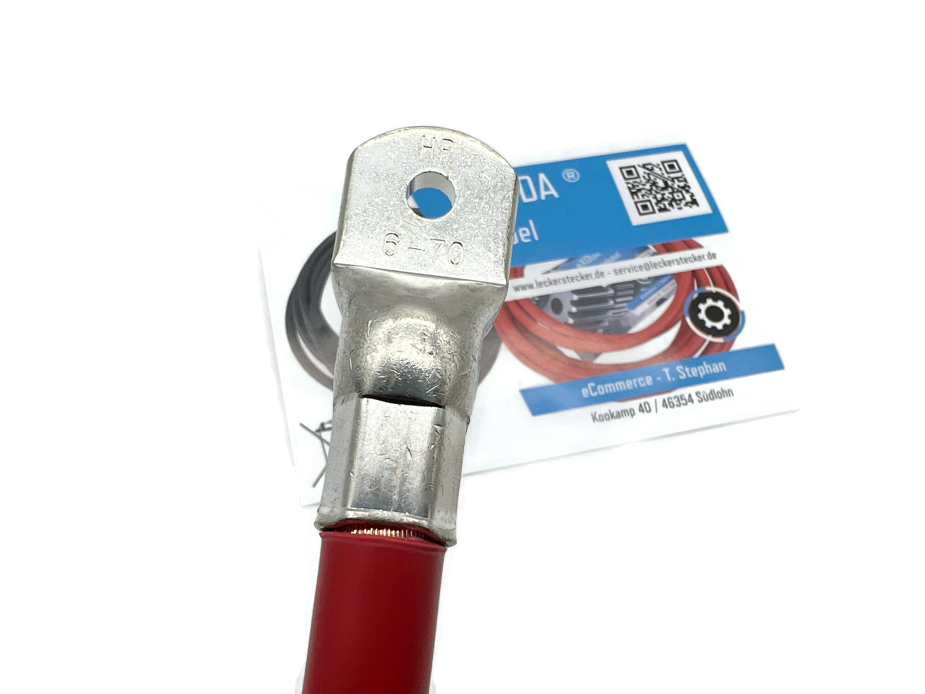 Batteriekabel 70 mm² 50cm M6 und M8 Rot für Auto Boot Motorrad hochwertig flexibel - Vorschau 2
