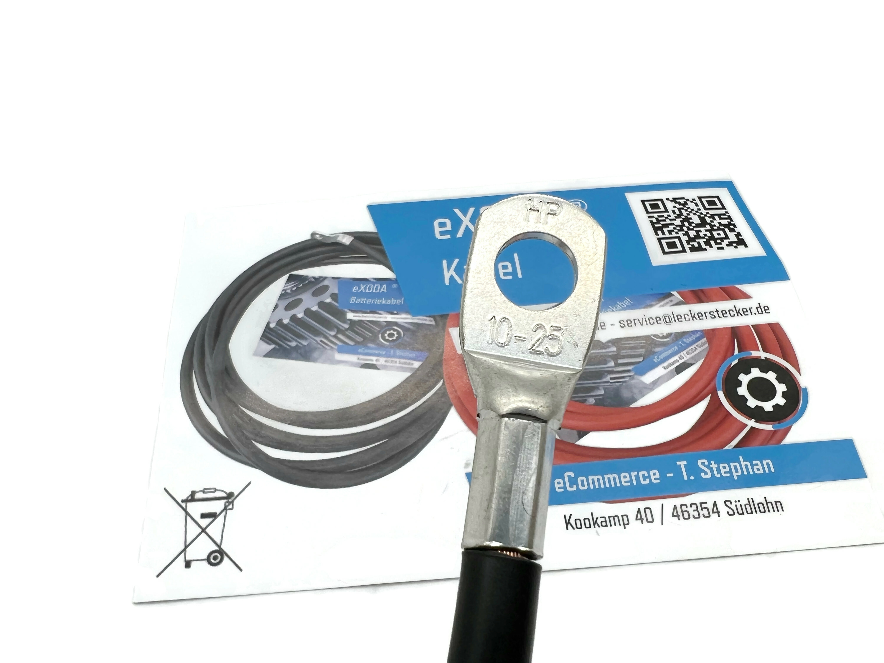 Batteriekabel 25 mm² 30cm M8 M10 Schwarz hohe Qualität zuverlässige Stromversorgung - Vorschau 5