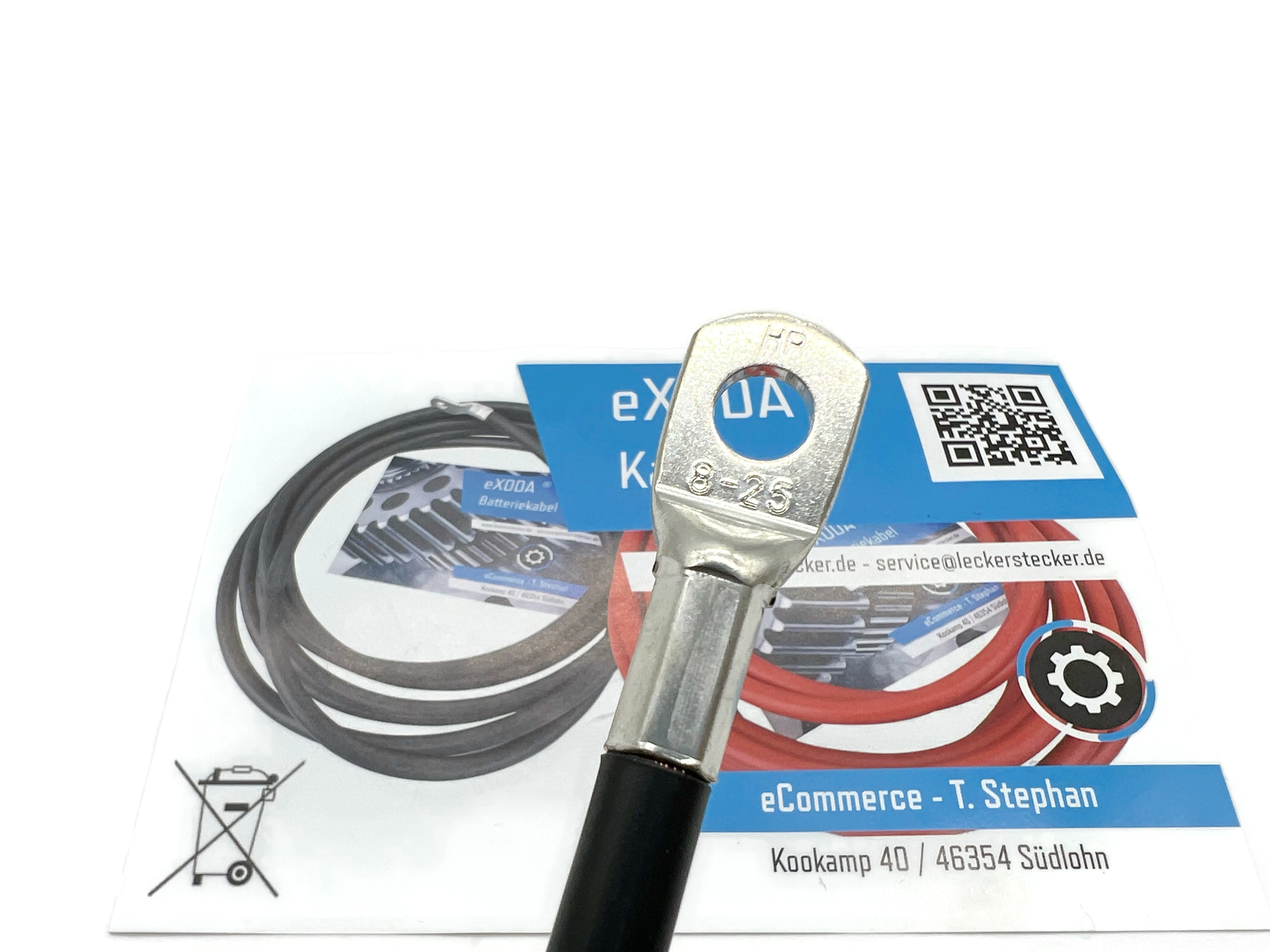 Batteriekabel 25 mm² 30cm M8 M10 Schwarz hohe Qualität zuverlässige Stromversorgung - Vorschau 2