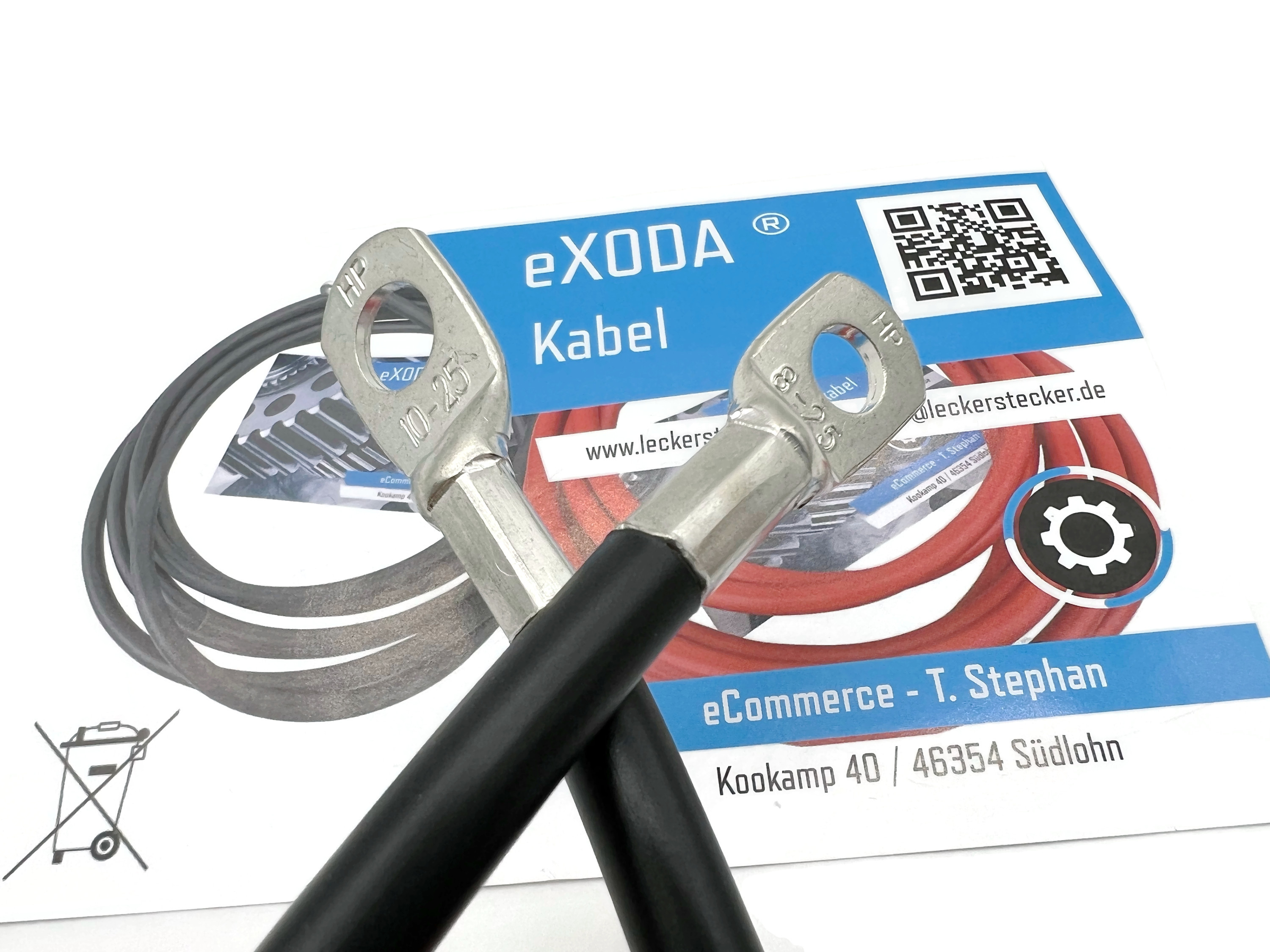 Batteriekabel 25 mm² 30cm M8 M10 Schwarz hohe Qualität zuverlässige Stromversorgung - Vorschau 4