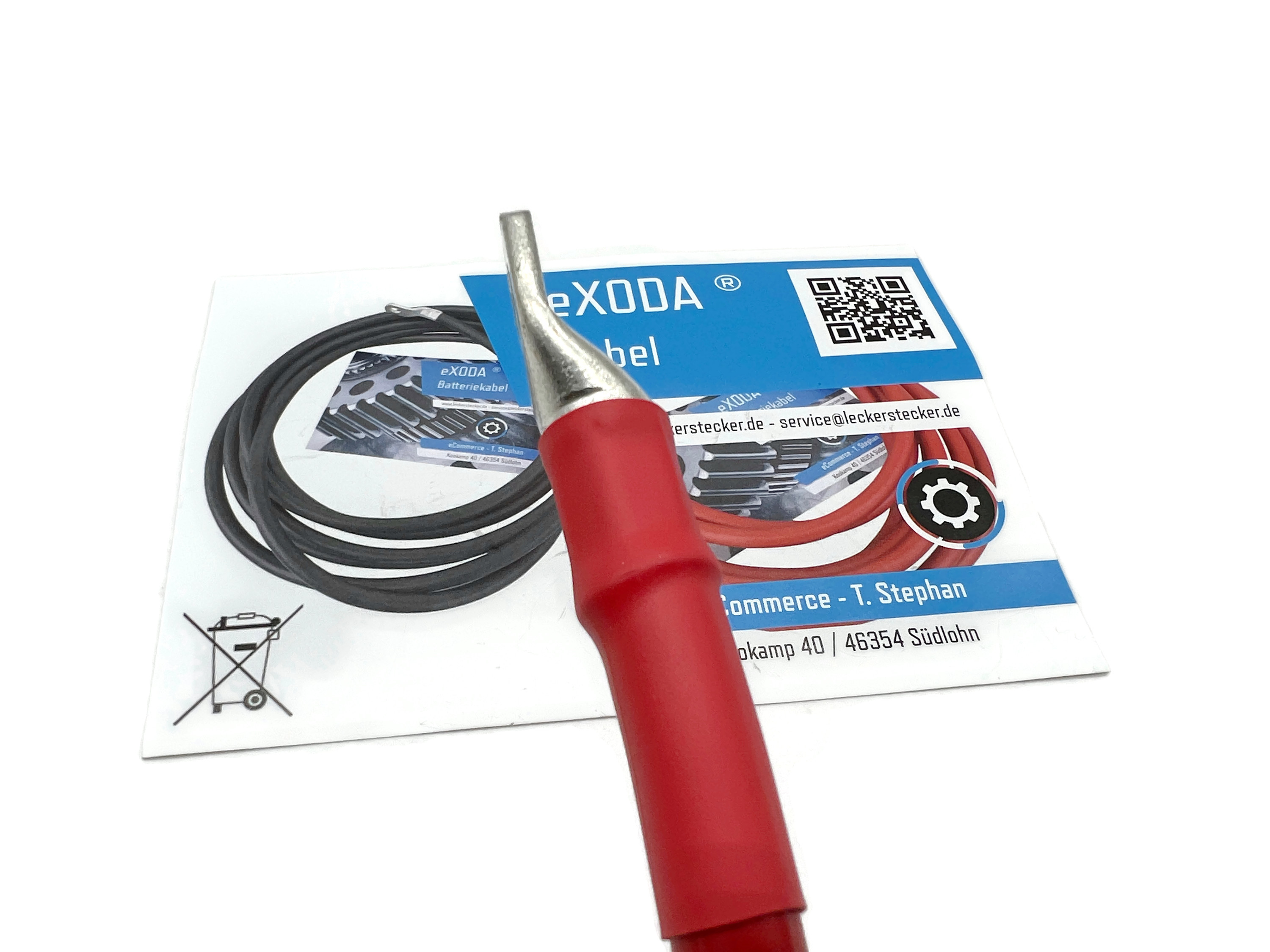Kabel 50 mm² 50cm mit Schrumpfschlauch und M8 Kabelschuhen Rot für KFZ Motorräder Boote 99 Prozent Kupfer - Vorschau 2