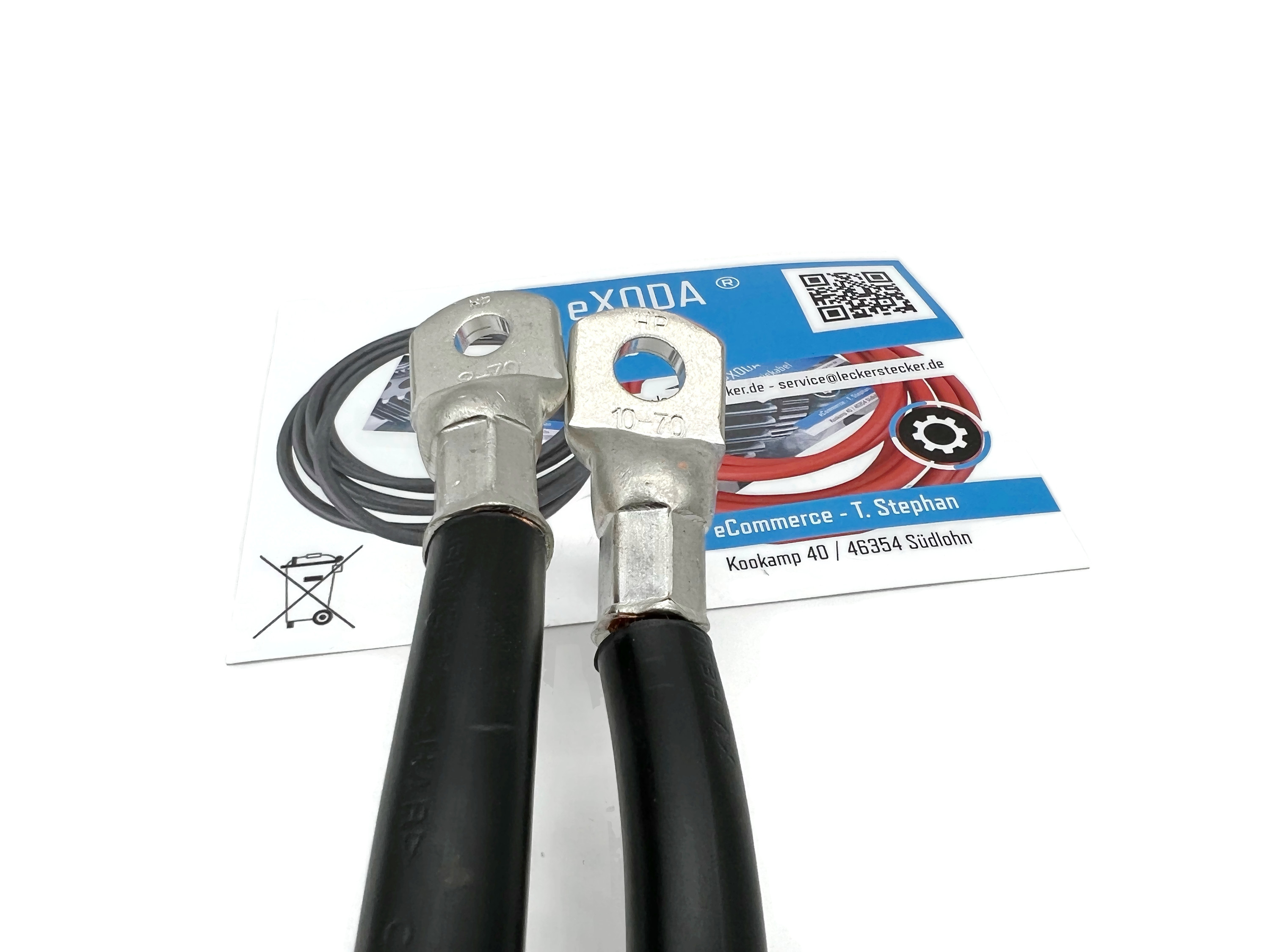 Batteriekabel 70 mm² 1,8m Kabelschuhe M8 M10 Schwarz flexibles 99 Kupfer für Auto Boot Motorrad - Vorschau 3
