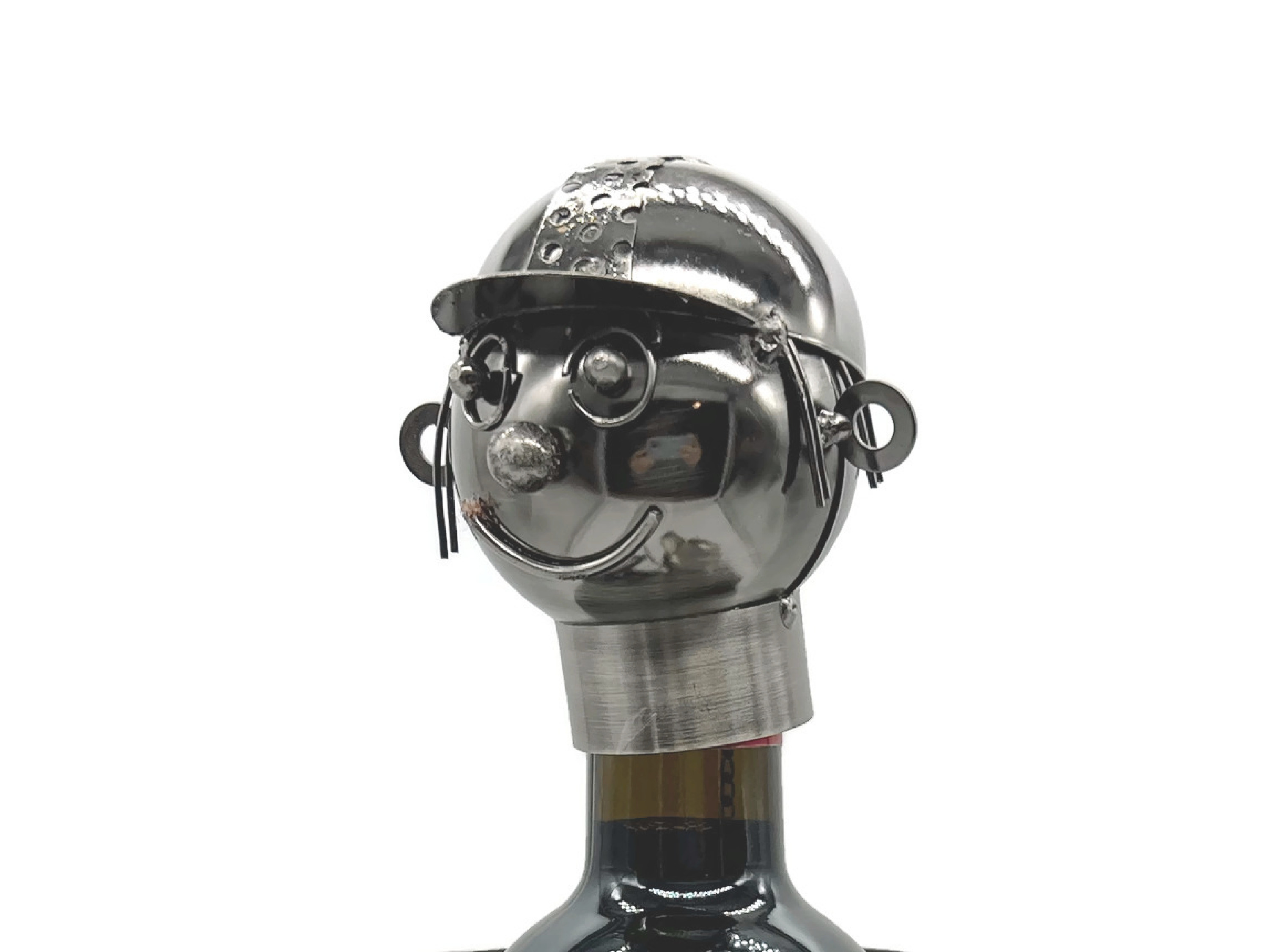 Weinflaschenhalter Jojo aus Metall als Jockey elegantes Dekorationsstück handgefertigt 37x16x10 cm - Vorschau 3