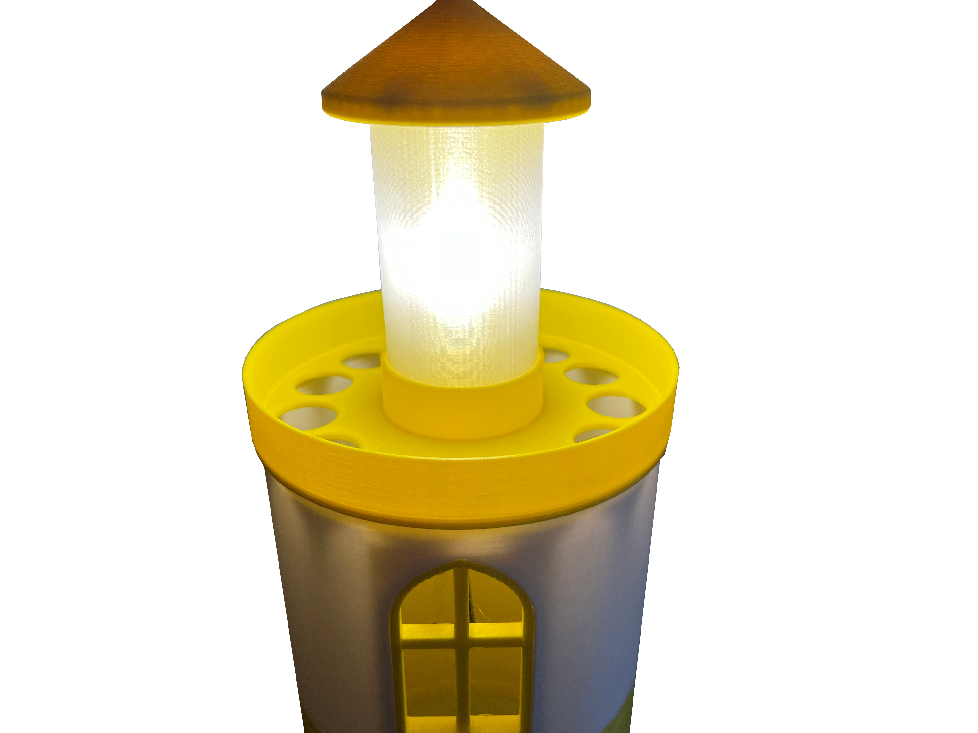 Leuchtturm mit LED Licht extra Groß 62 cm mit 230V Lampe Gelb und Weiß - Vorschau 2