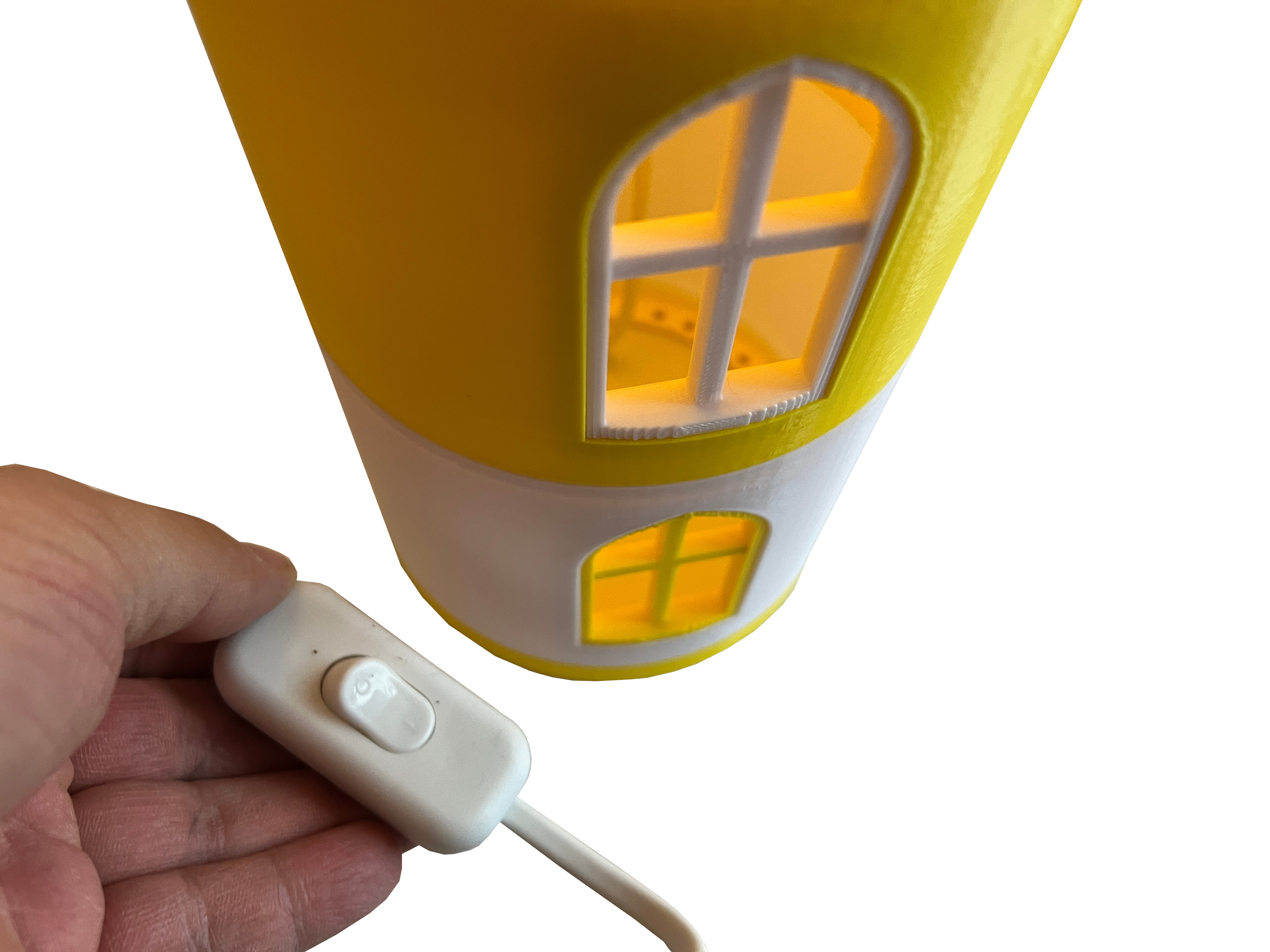 Leuchtturm mit LED Licht extra Groß 62 cm mit 230V Lampe Gelb und Weiß - Vorschau 3