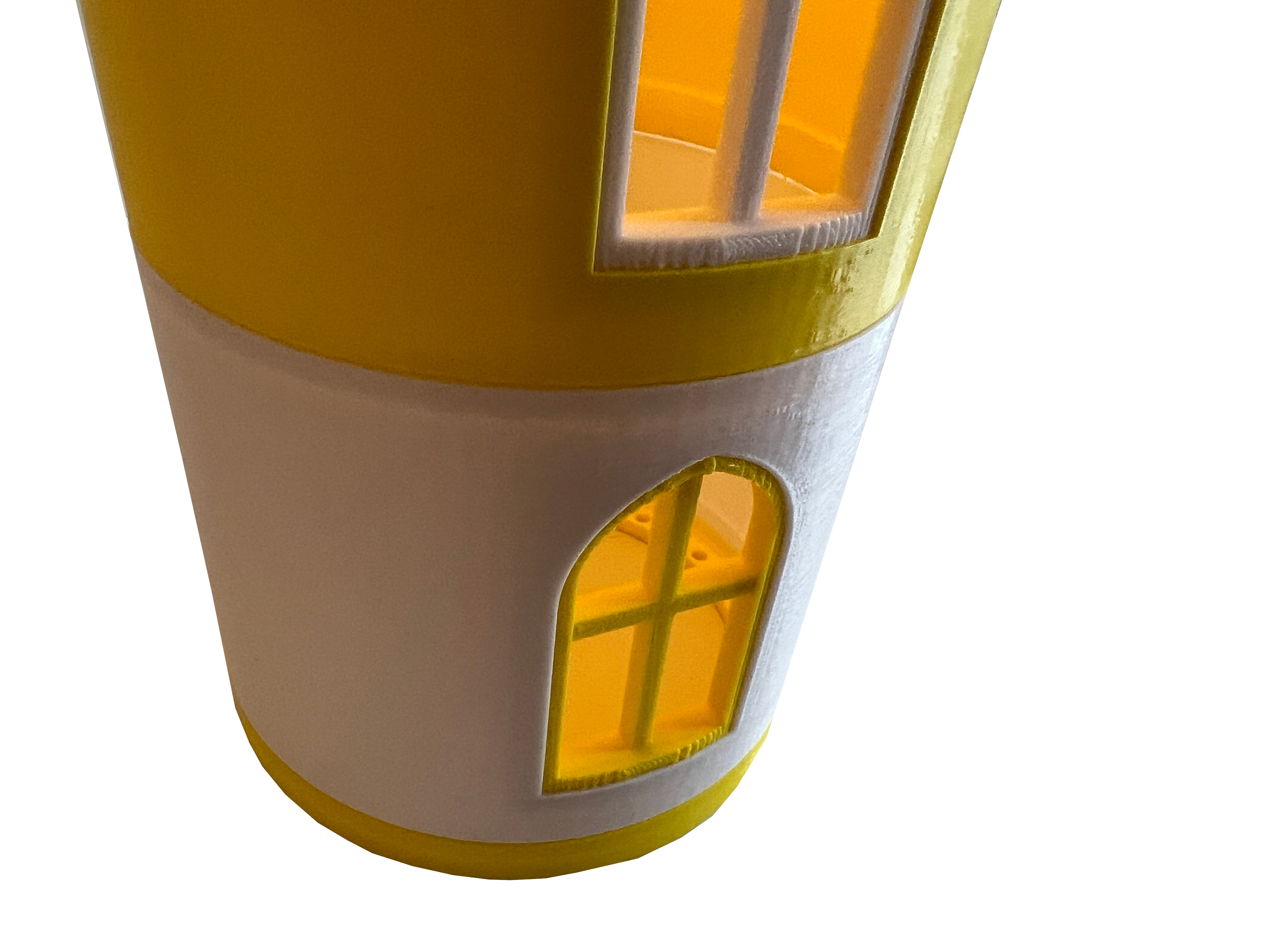 Leuchtturm mit LED Licht extra Groß 62 cm mit 230V Lampe Gelb und Weiß - Vorschau 4
