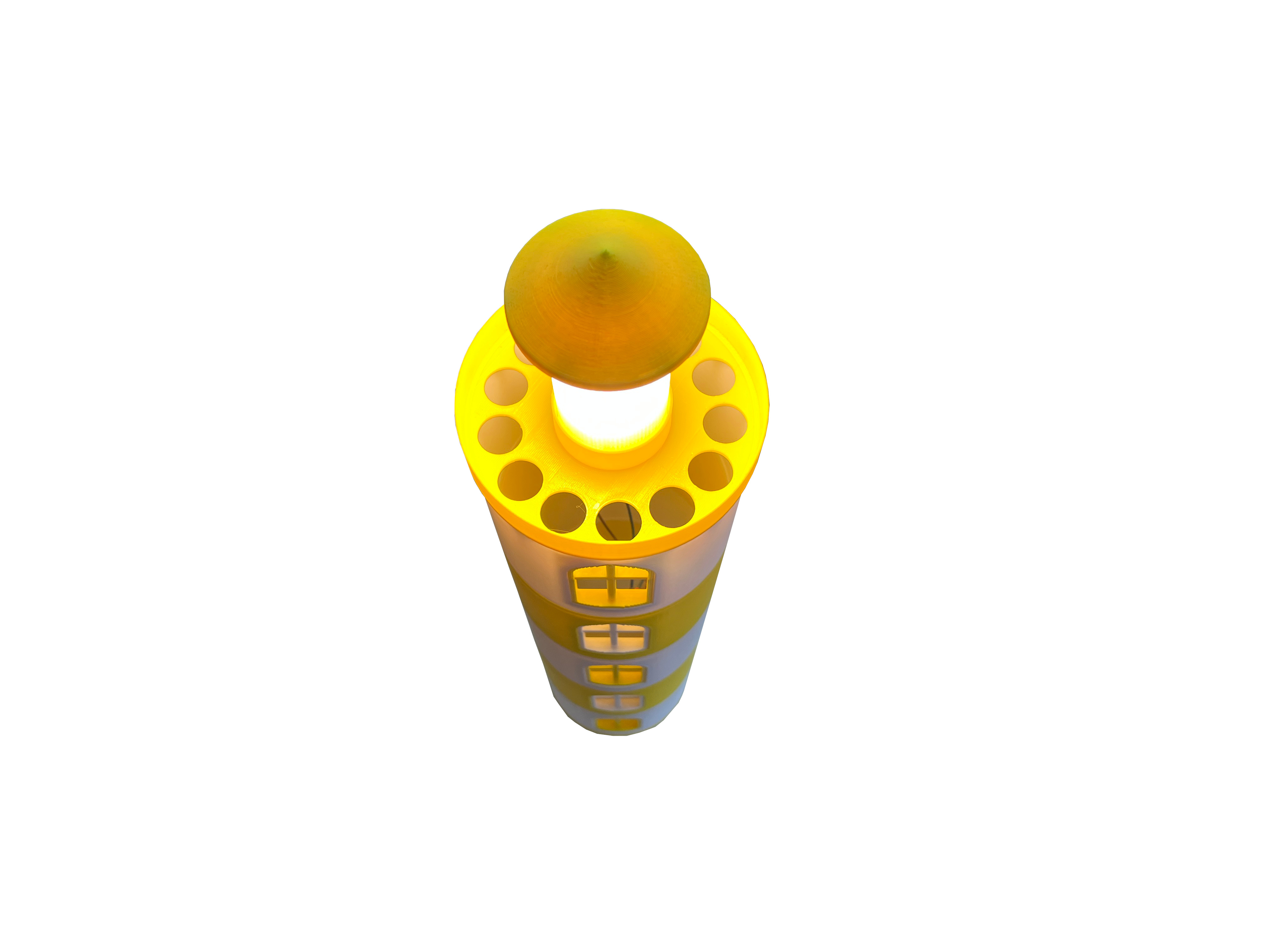 Leuchtturm mit LED Licht extra Groß 62 cm mit 230V Lampe Gelb und Weiß - Vorschau 5