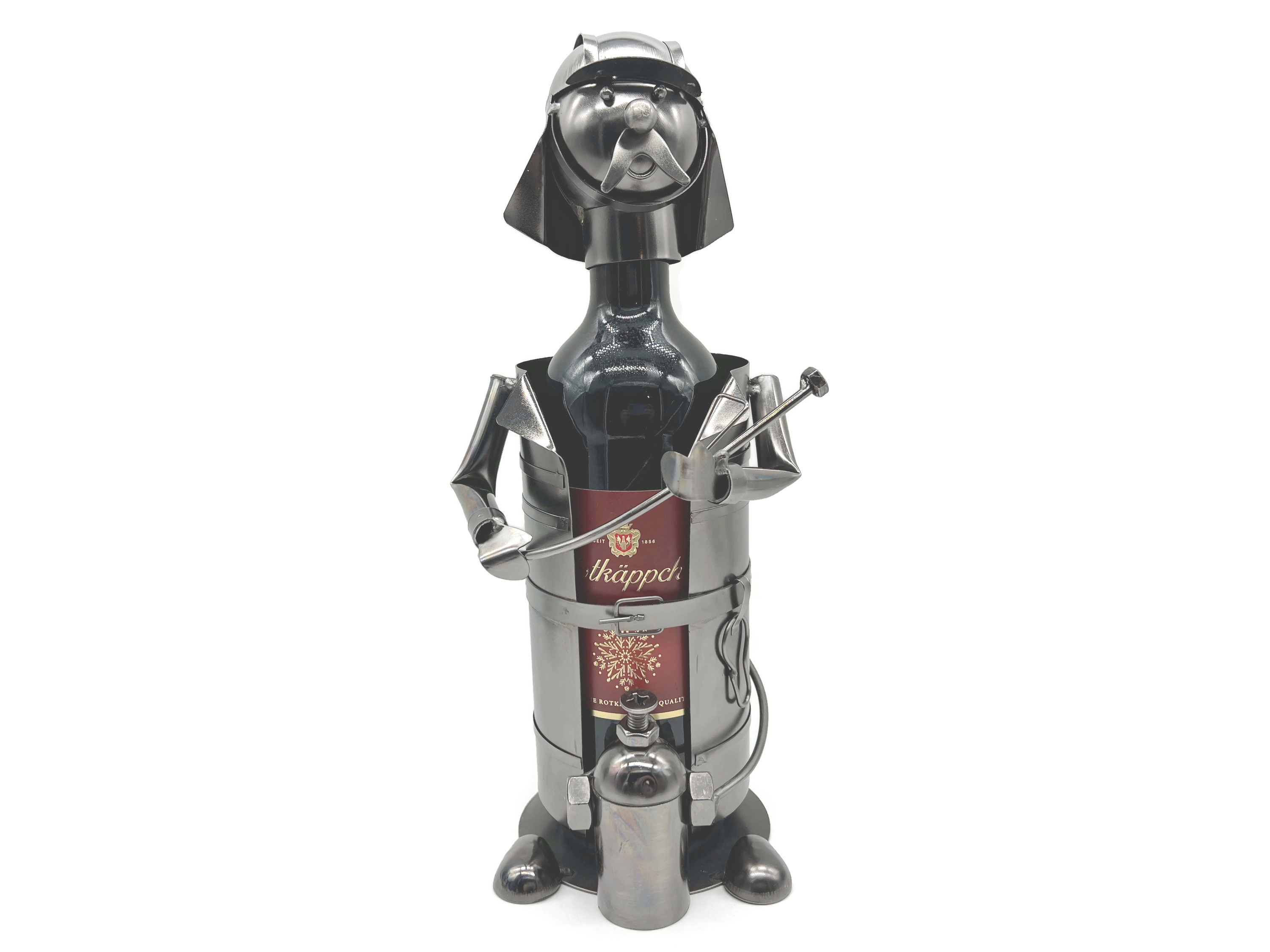 Flaschenhalter Feuerwehrmann Sammyboy Metall Skulptur für 05l Weinflaschen Geschenkidee