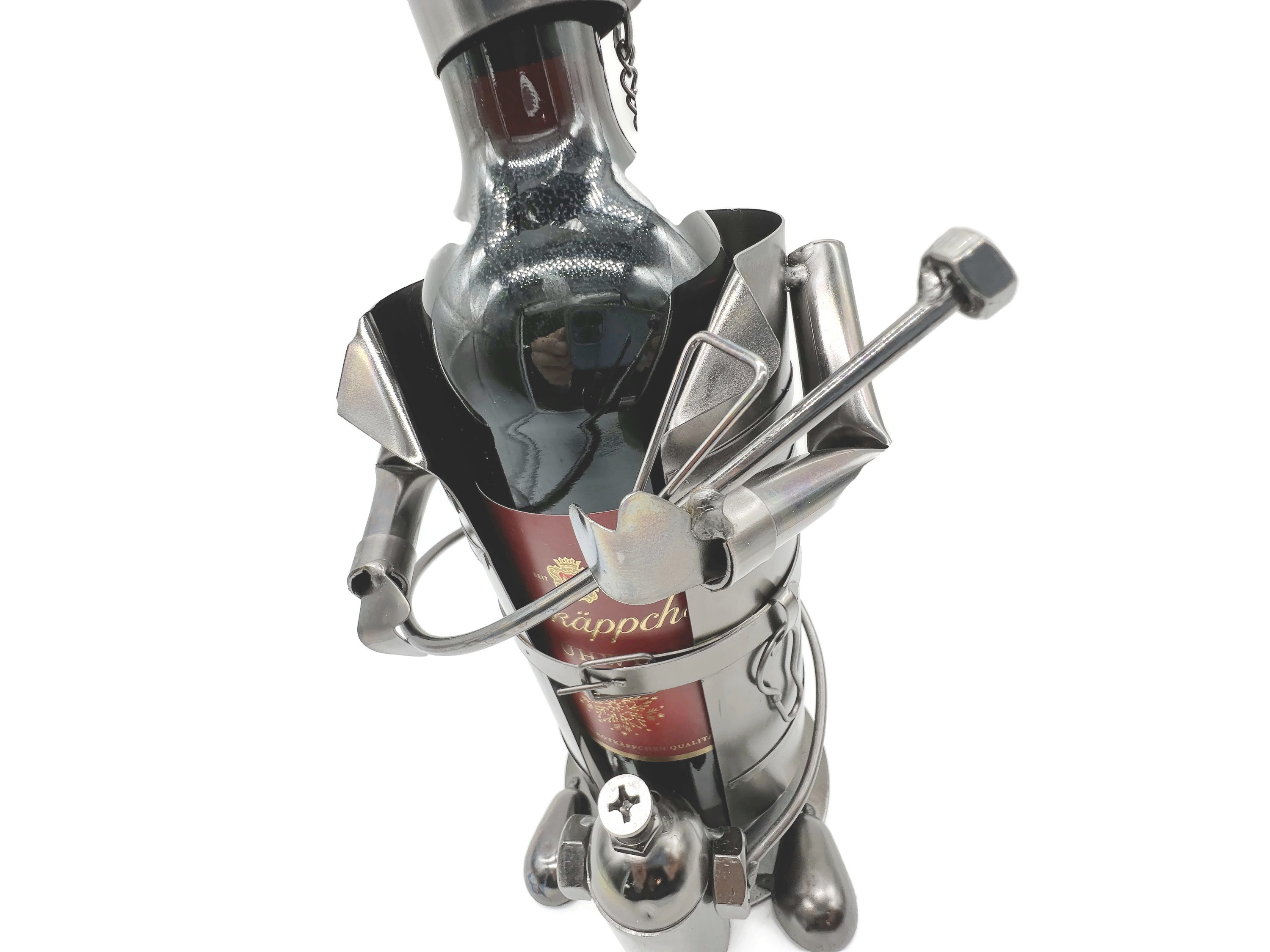 Flaschenhalter Feuerwehrmann Sammyboy Metall Skulptur für 05l Weinflaschen Geschenkidee - Vorschau 5