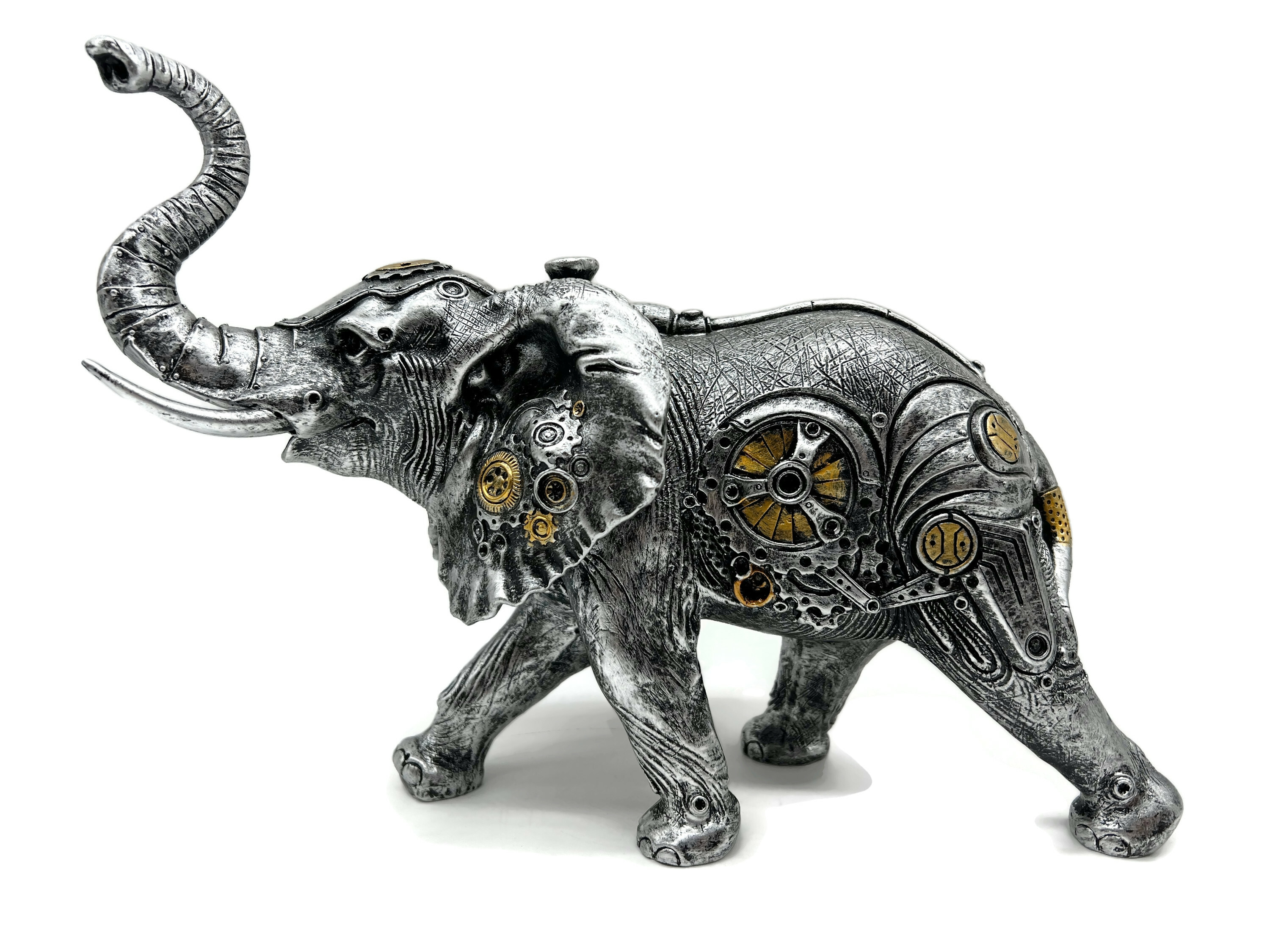 Steampunk Elephant - eine Elefantenskulptur in Silber- und Kupferoptik - Vorschau 3