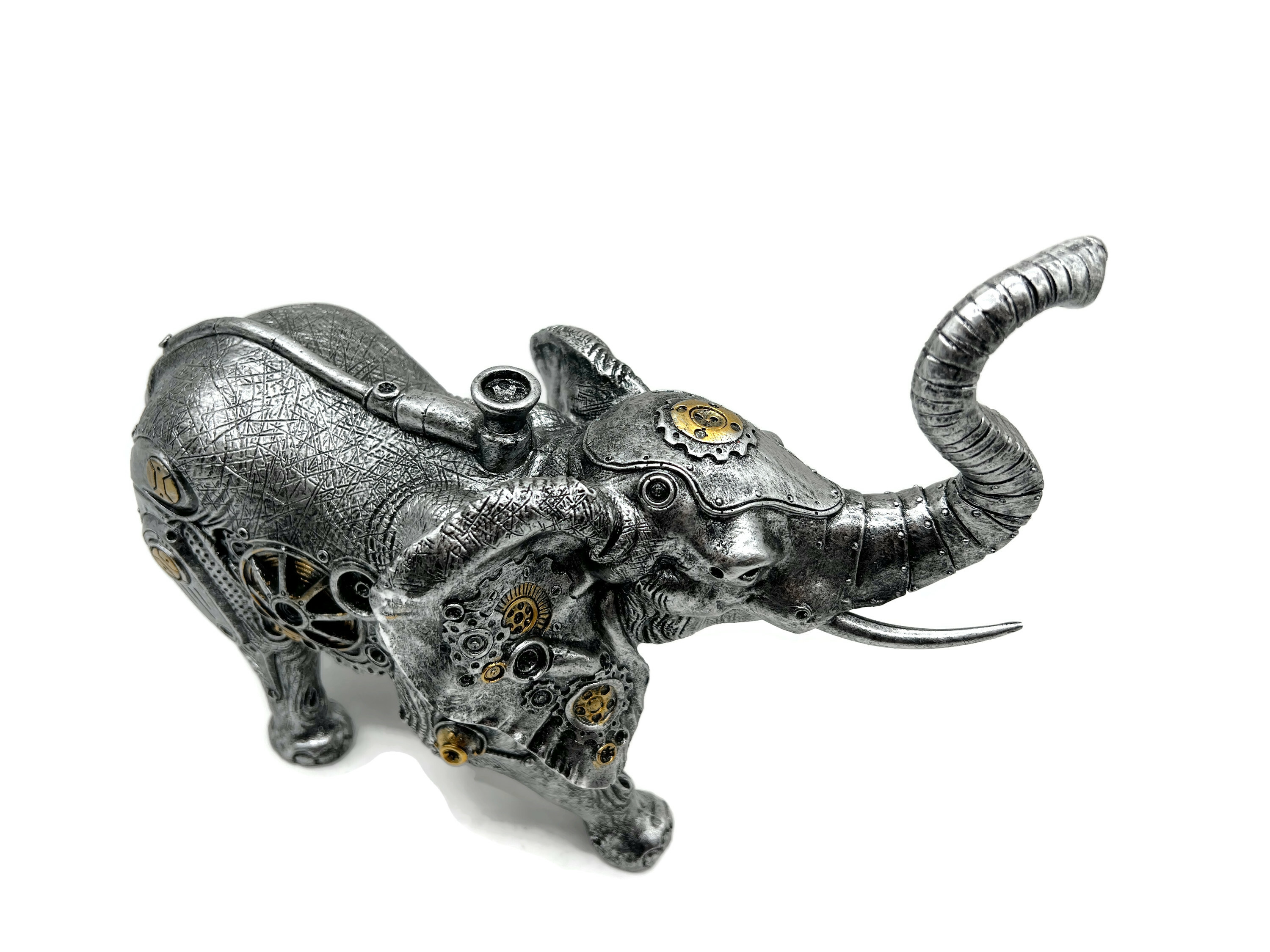 Steampunk Elephant - eine Elefantenskulptur in Silber- und Kupferoptik - Vorschau 6
