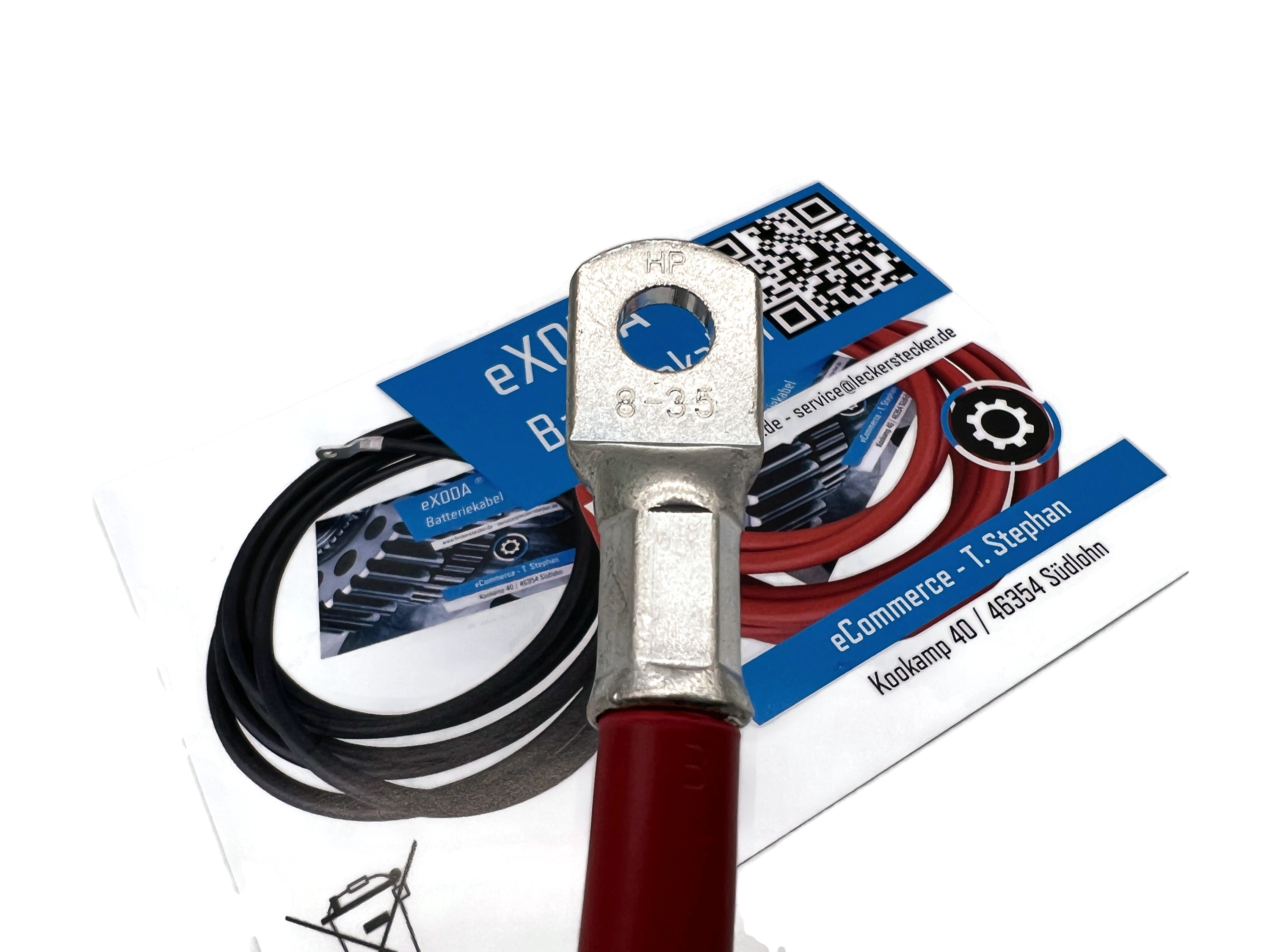 Batteriekabel 35 mm² 150cm mit Kabelschuhen M8 Schwarz - Flexibles Kabel für Auto Motorrad Boot - Vorschau 6