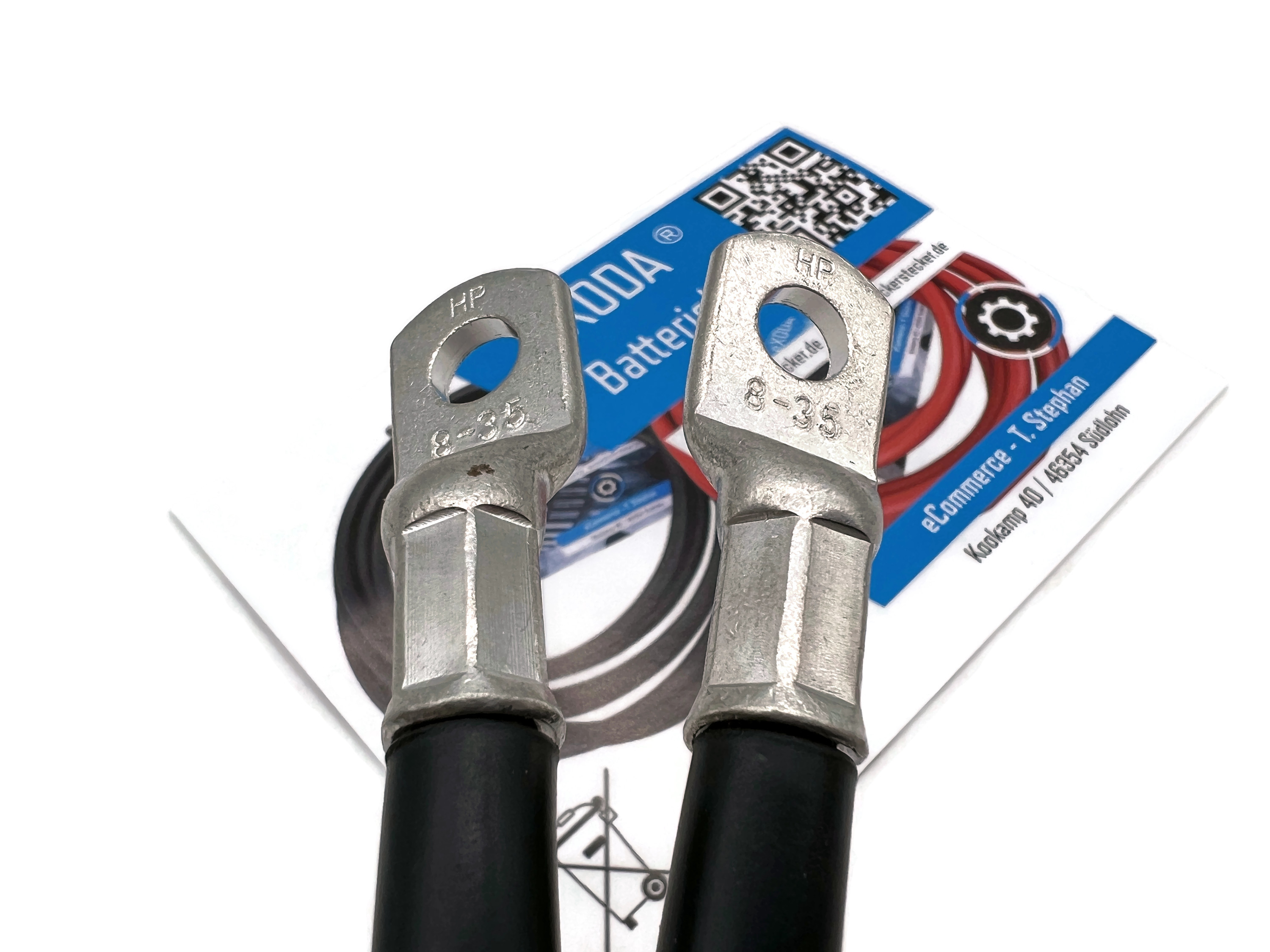 Batteriekabel 35 mm² 150cm mit Kabelschuhen M8 Schwarz - Flexibles Kabel für Auto Motorrad Boot - Vorschau 3