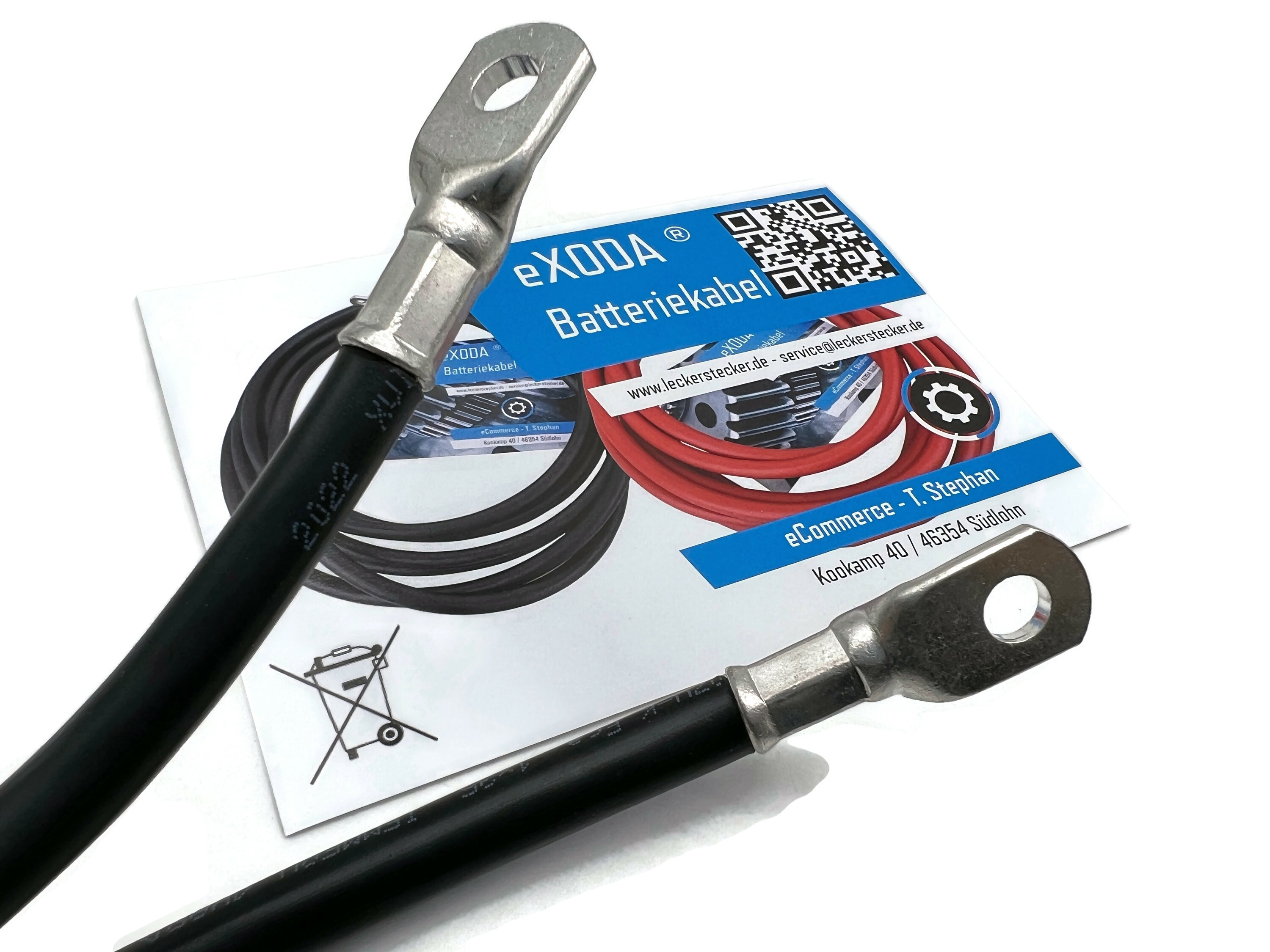 Batteriekabel 35 mm² 150cm mit Kabelschuhen M8 Schwarz - Flexibles Kabel für Auto Motorrad Boot - Vorschau 5