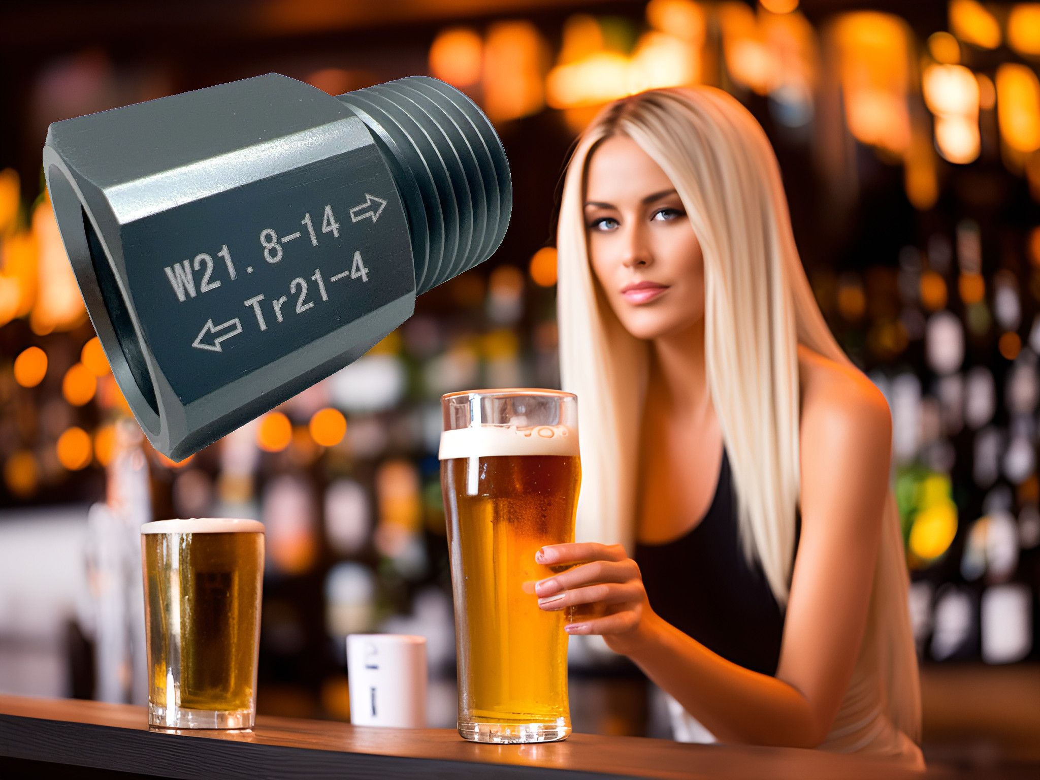 CO2 Zylinder Adapter TR21-4 bis W21.8 für Bier Zapfanlage Druckminderer langlebig - Vorschau 6
