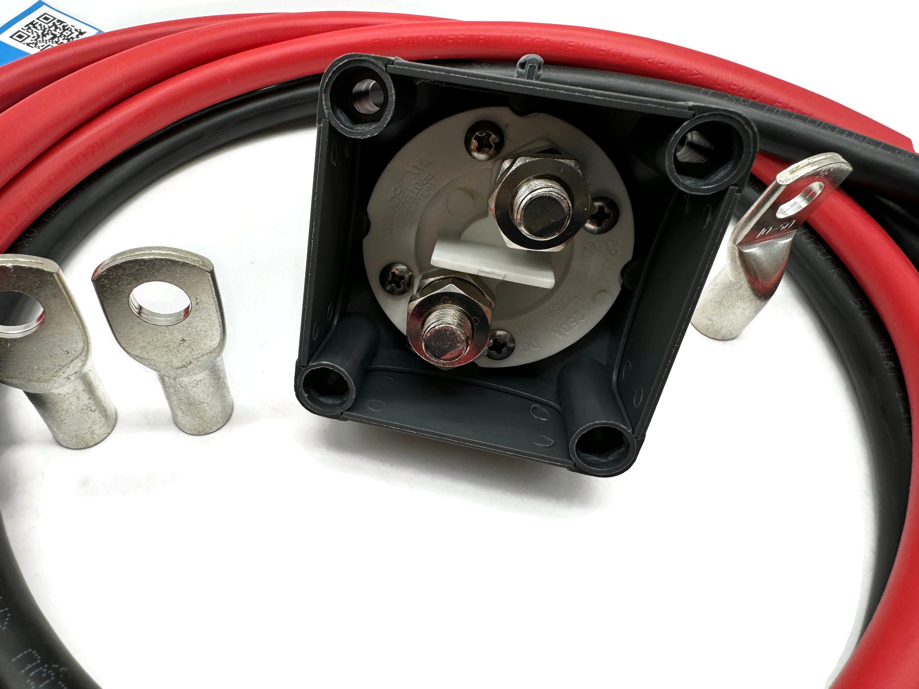 Kabel 50mm2 4x M10 Kabelschuh 2m Kabel Rot Schwarz mit Trennschalter Set für Elektroinstallationen - Vorschau 3