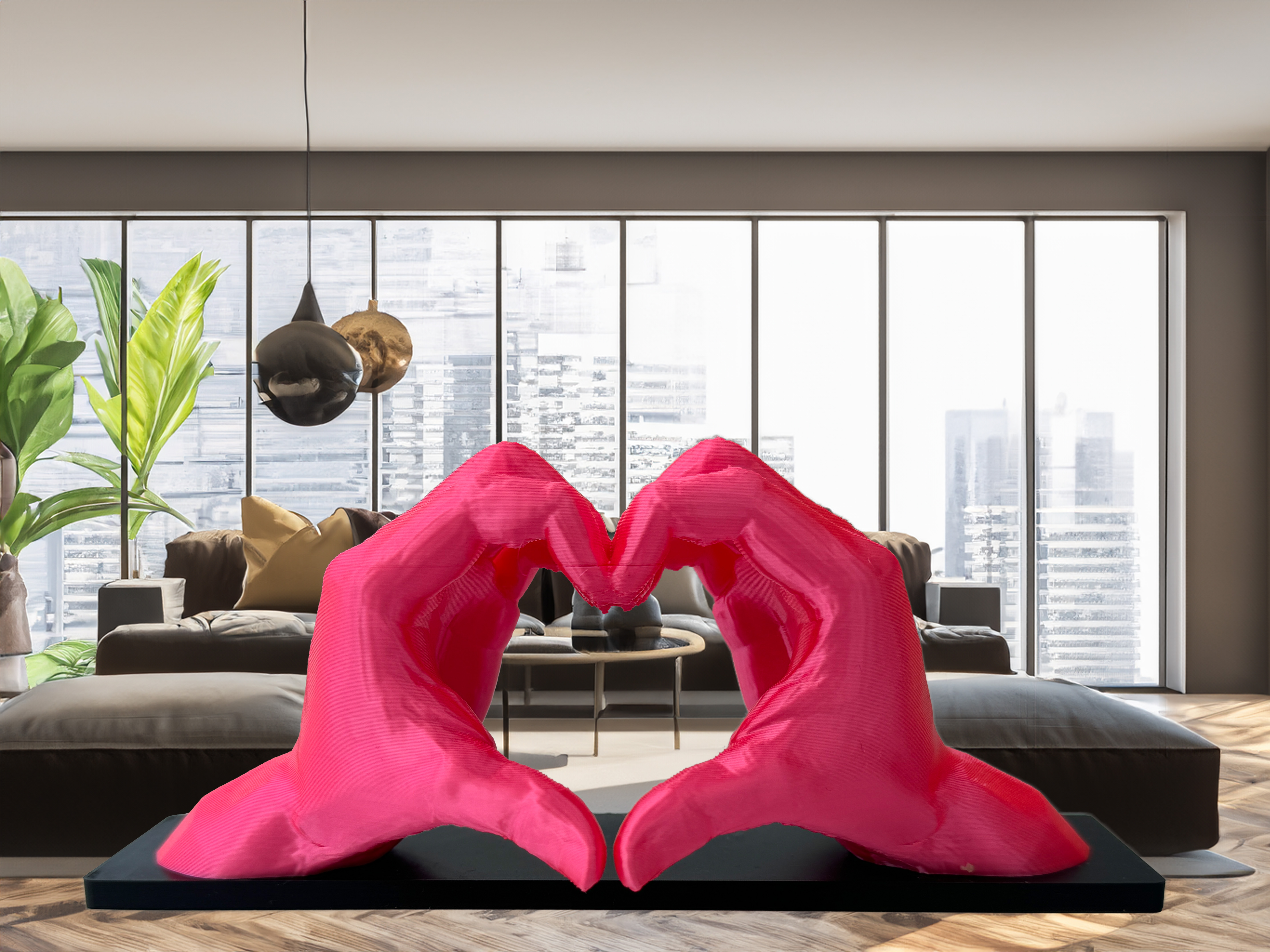 eXODA Skulptur Hand Herz Deko Skulptur Geste der Liebe auf Sockel - Vorschau 2