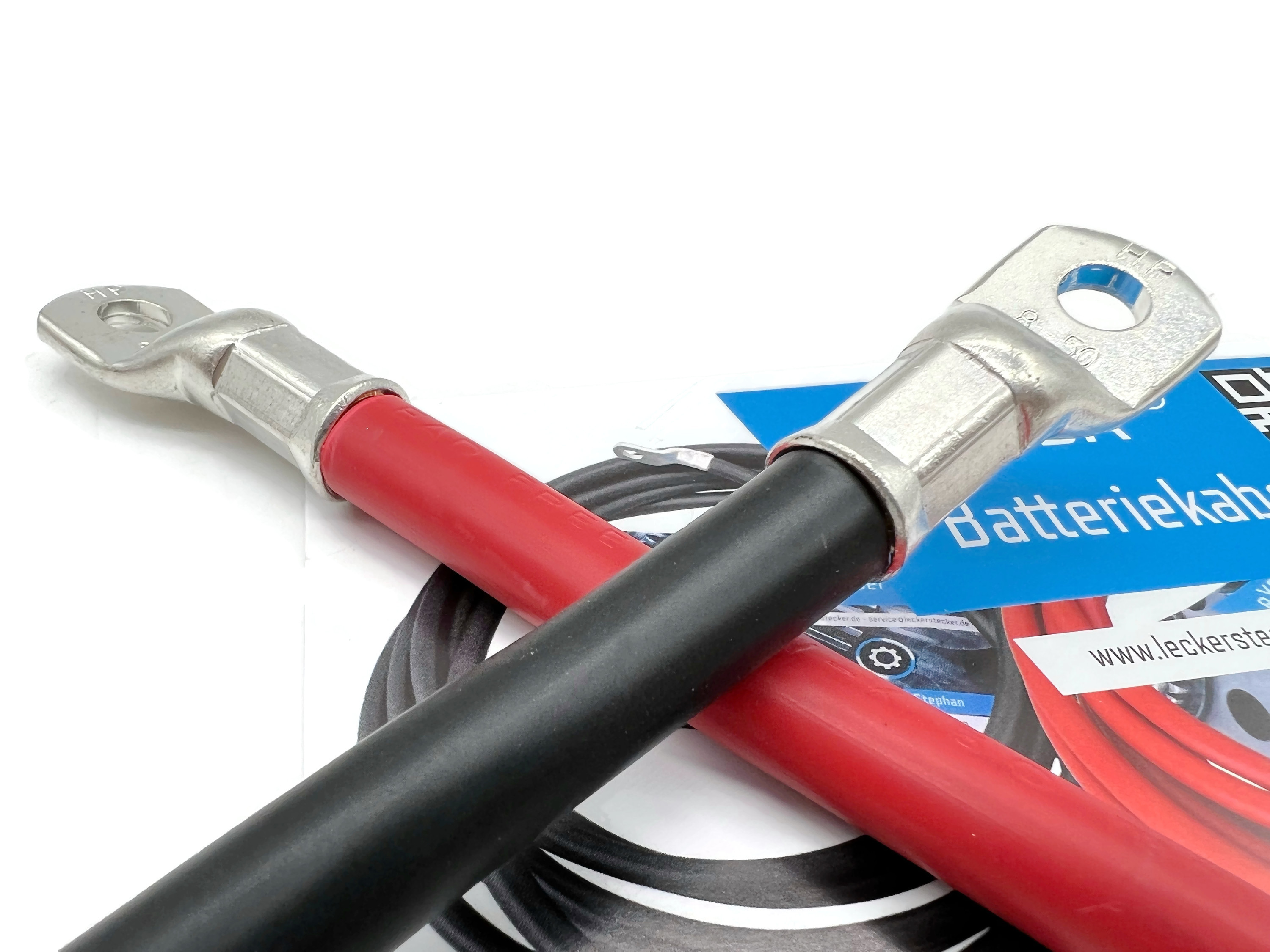 Batteriekabel Set 70 mm2 30cm M8 Kabelschuhe rot schwarz hitzebeständig 32V für Auto Boot Motorrad - Vorschau 3