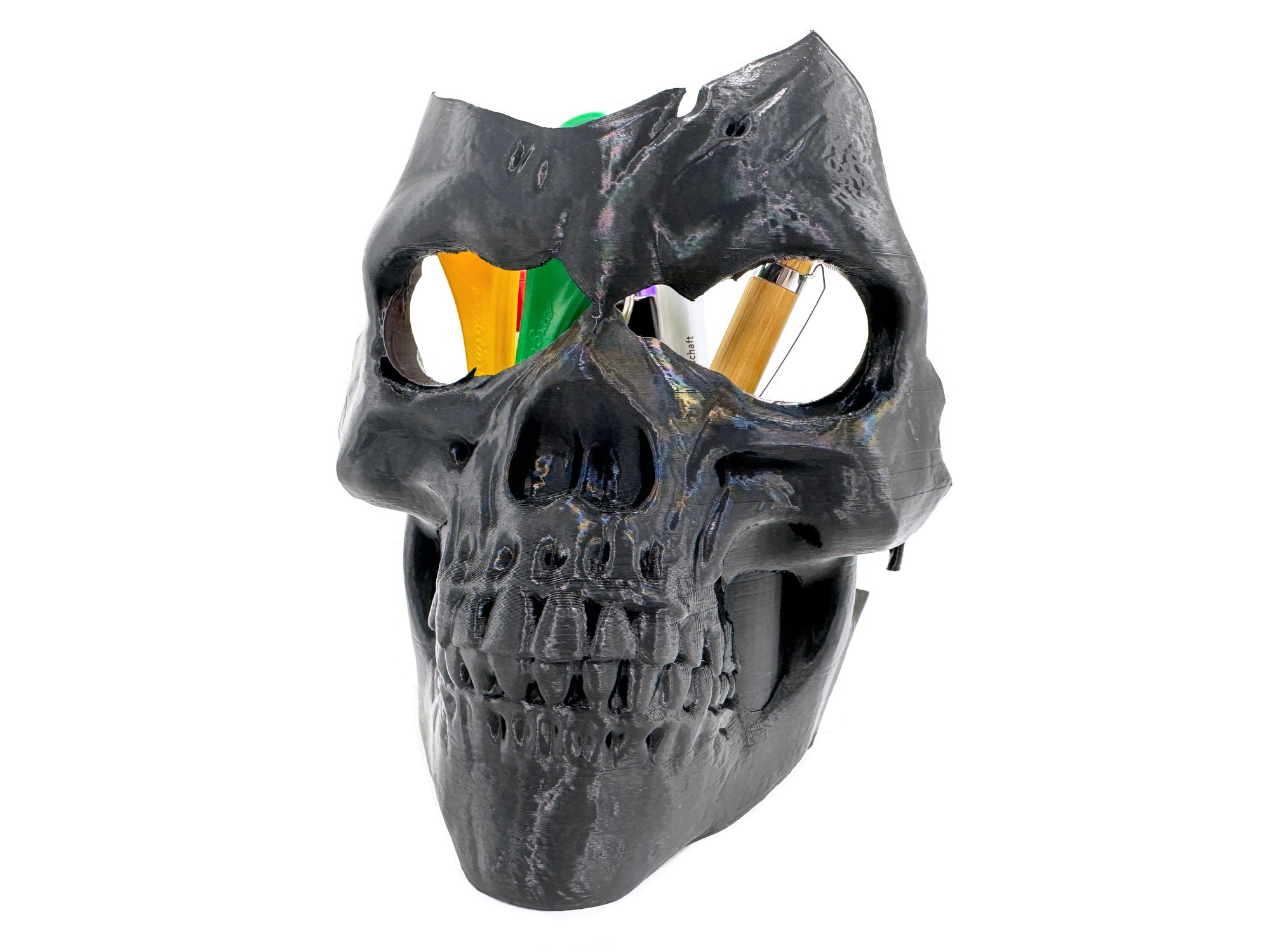 Schreibtischorganizer Stifthalter Totenkopf Gothic Schädel 3D Design für Büro