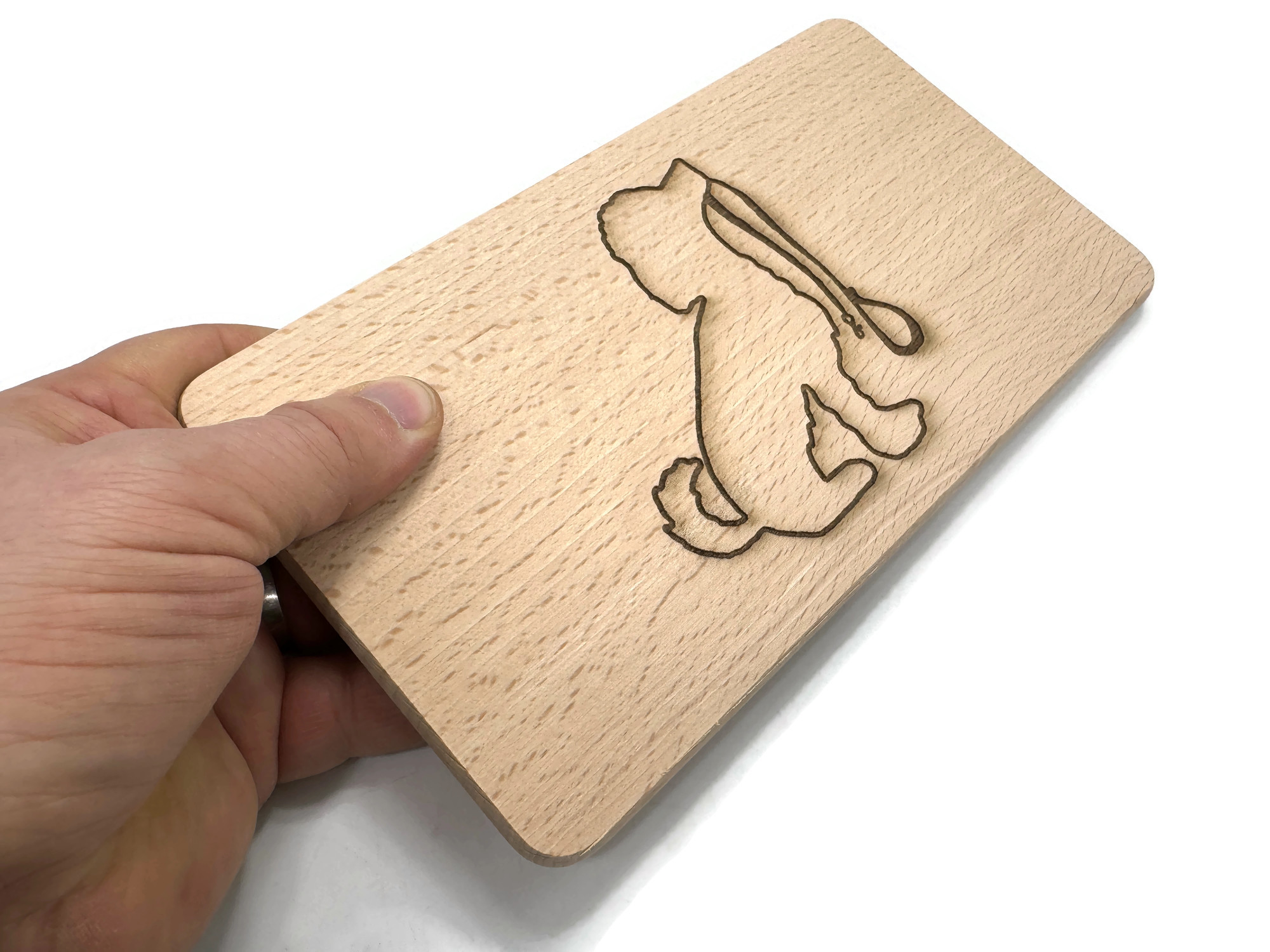 Frühstücksbrettchen Pudel Motiv aus Buchenholz 22 x 12 cm langlebig und hitzebeständig - Vorschau 3